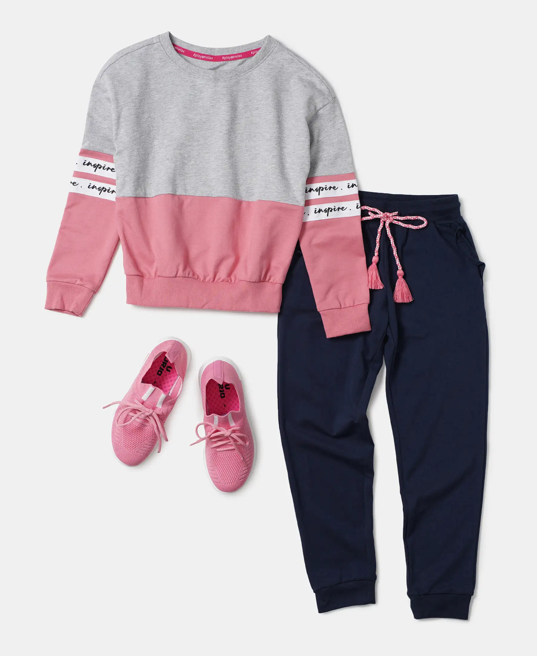 Girl's Super Combed Cotton Elastane Stretch Slim Fit Joggers - Navy - Image 4