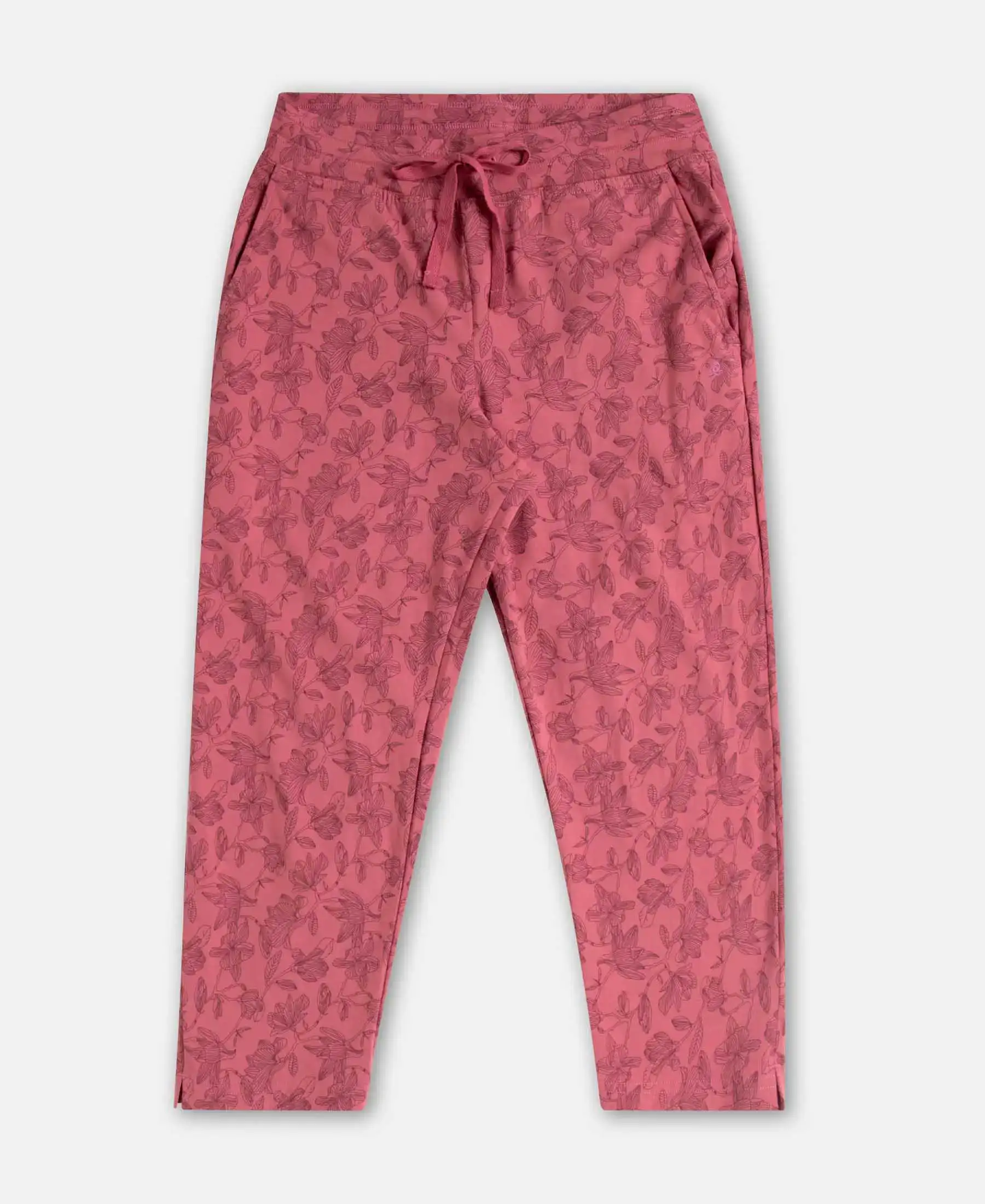 Super Combed Cotton Elastane Stretch Slim Fit Printed Capri with Side Pockets - Rosewine Print - Image 9