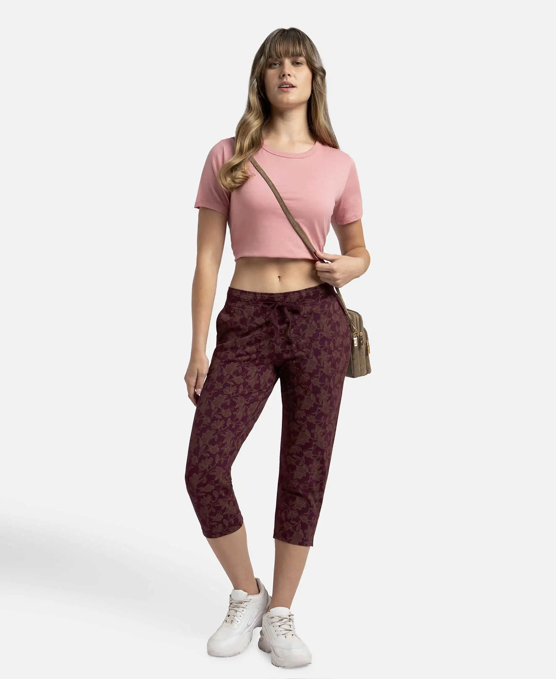 Super Combed Cotton Elastane Stretch Slim Fit Printed Capri with Side Pockets - Wine Tasting Printed - Image 6