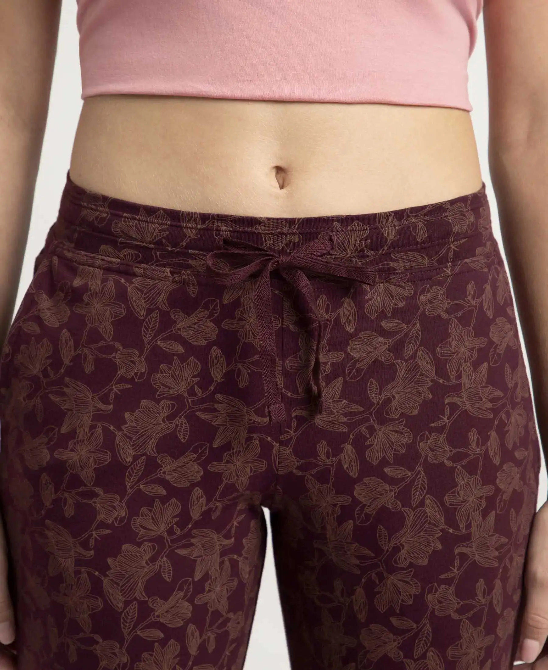 Super Combed Cotton Elastane Stretch Slim Fit Printed Capri with Side Pockets - Wine Tasting Printed - Image 7