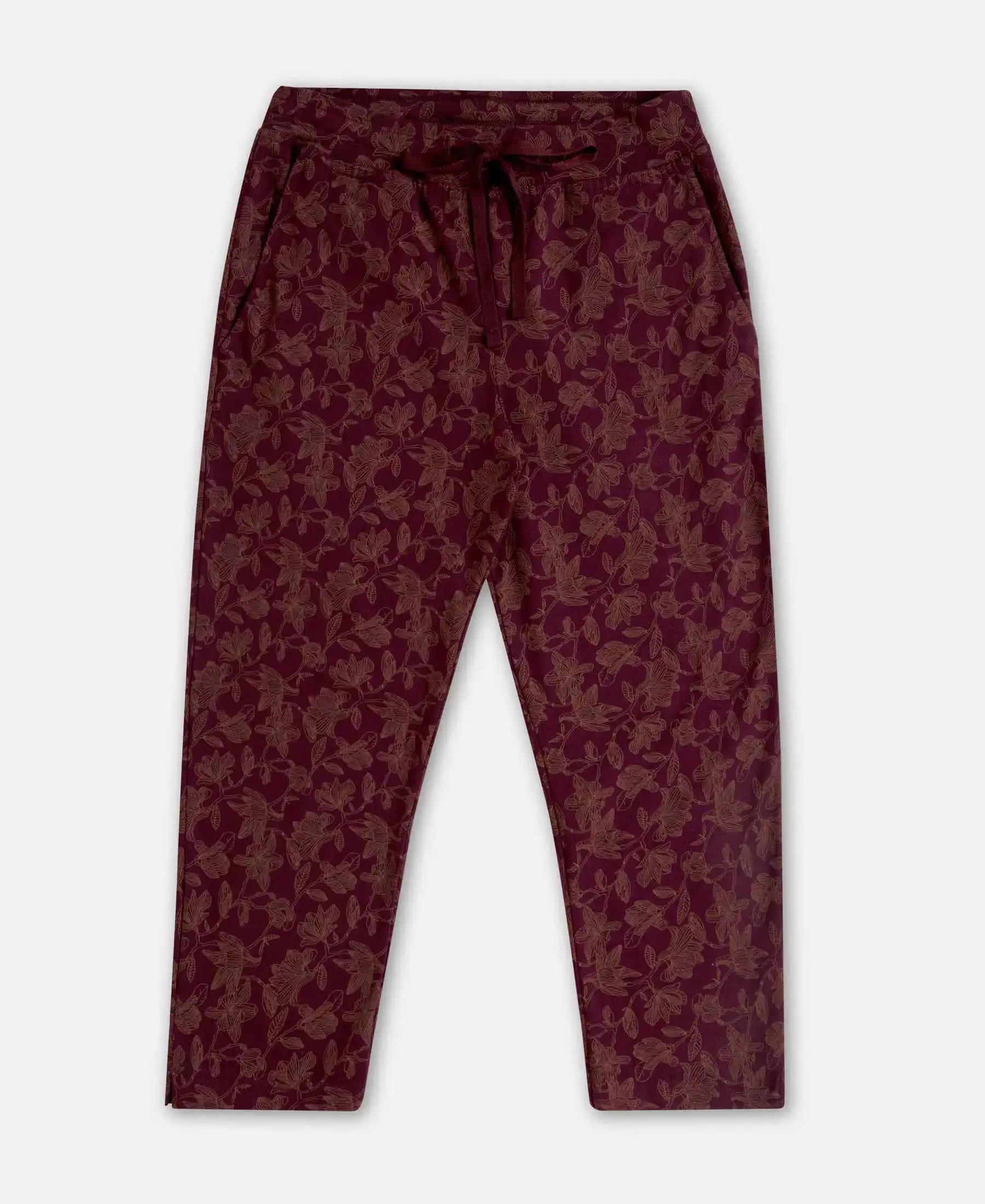 Super Combed Cotton Elastane Stretch Slim Fit Printed Capri with Side Pockets - Wine Tasting Printed - Image 9