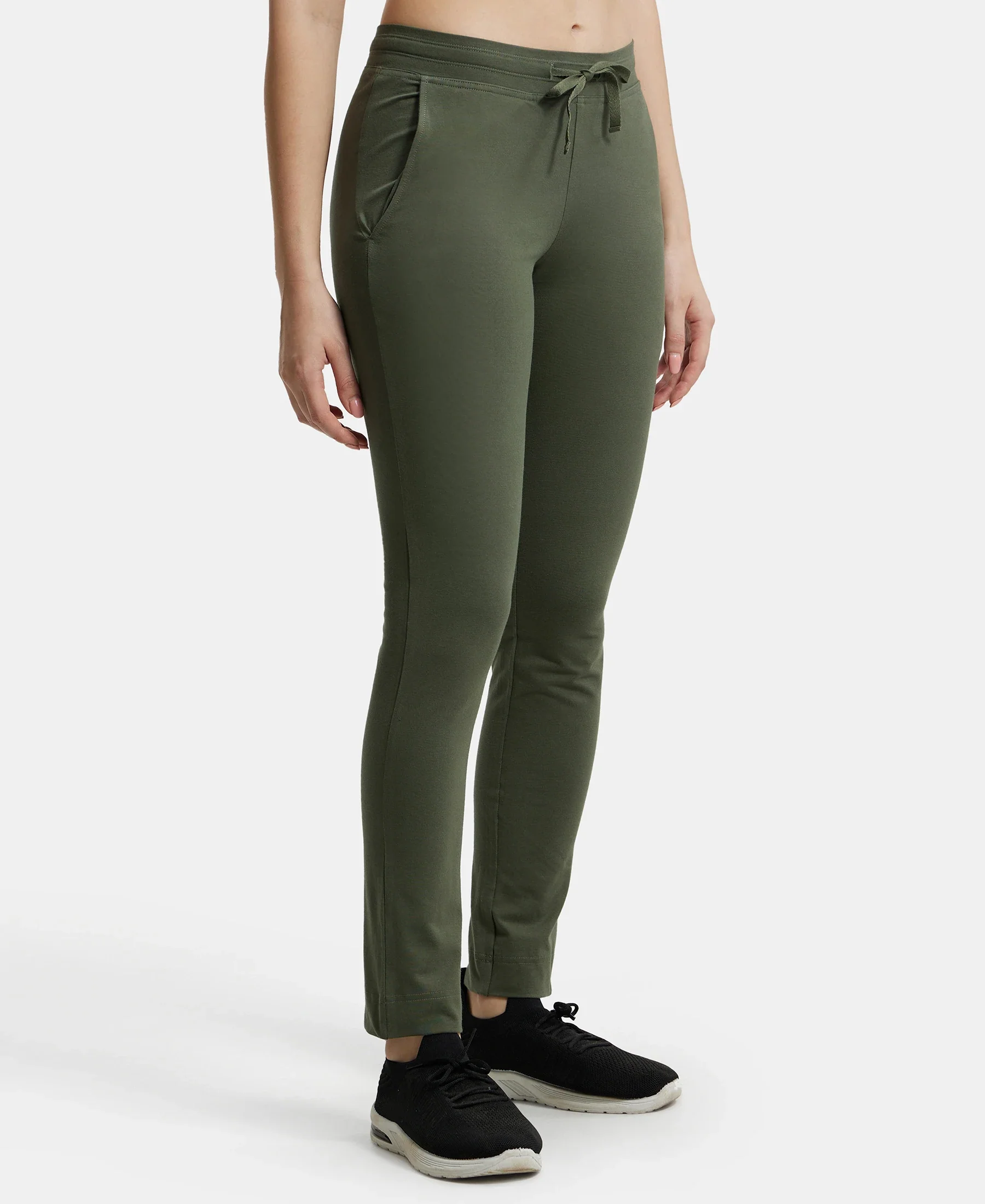 Super Combed Cotton Elastane Stretch Slim Fit Trackpants With Side Pockets - Beetle - Image 2
