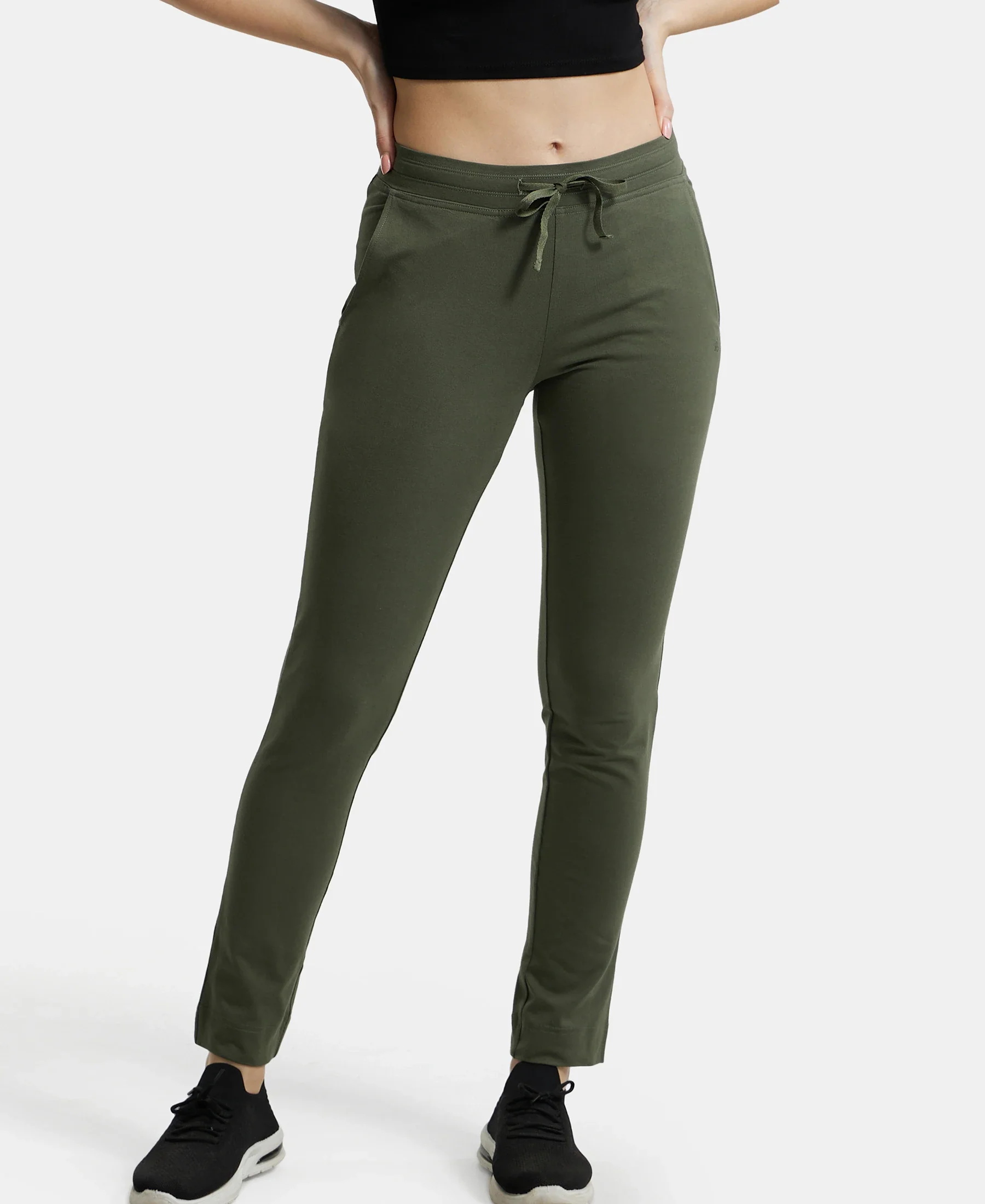 Super Combed Cotton Elastane Stretch Slim Fit Trackpants With Side Pockets - Beetle - Image 5