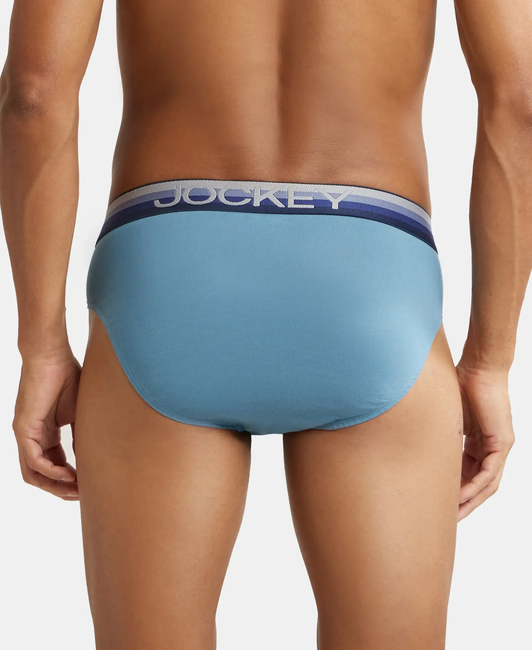 Super Combed Cotton Elastane Stretch Solid Brief with Ultrasoft Waistband - Aegean Blue - Image 3