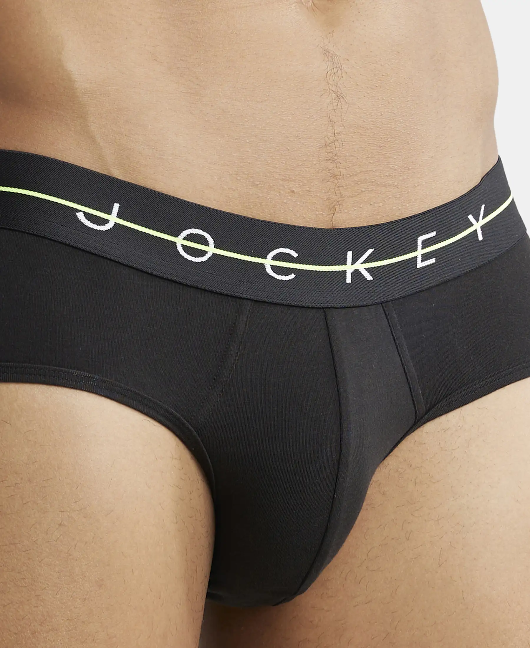Super Combed Cotton Elastane Stretch Solid Brief with Ultrasoft Waistband - Black - Image 7