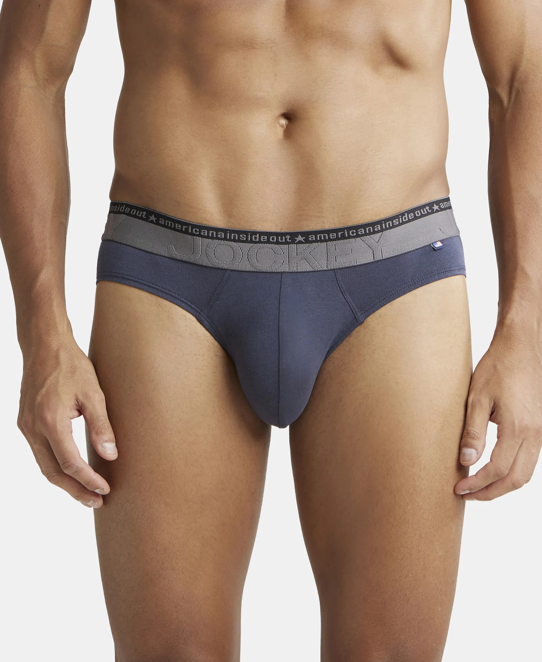 Super Combed Cotton Elastane Stretch Solid Brief with Ultrasoft Waistband - Graphite (Pack of 2) - Image 7