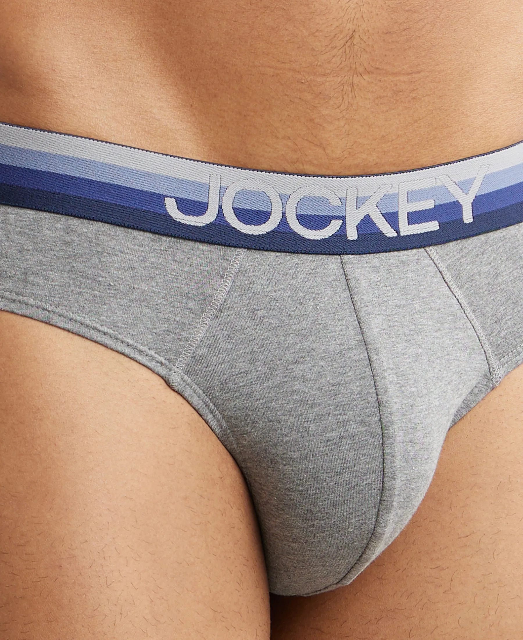 Super Combed Cotton Elastane Stretch Solid Brief with Ultrasoft Waistband - Mid Grey Melange - Image 7