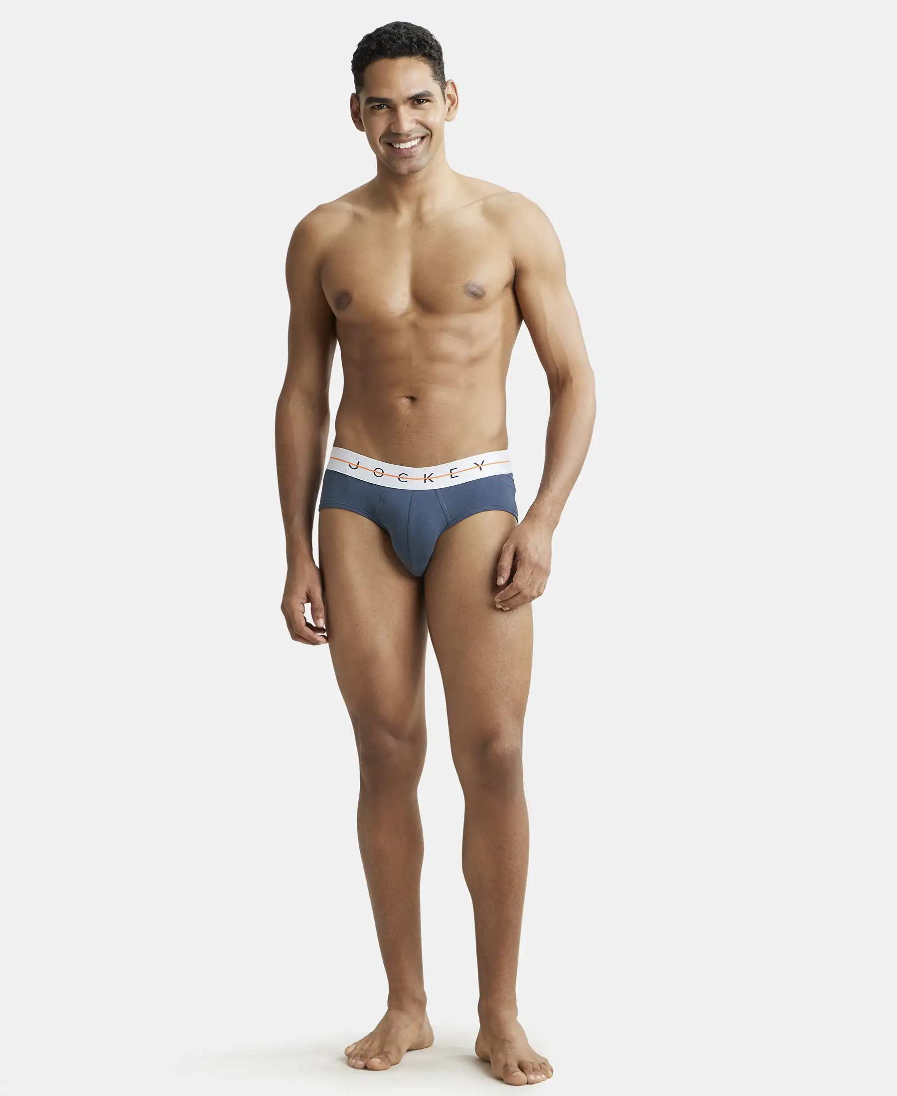 Super Combed Cotton Elastane Stretch Solid Brief with Ultrasoft Waistband - Mid Night Navy - Image 4