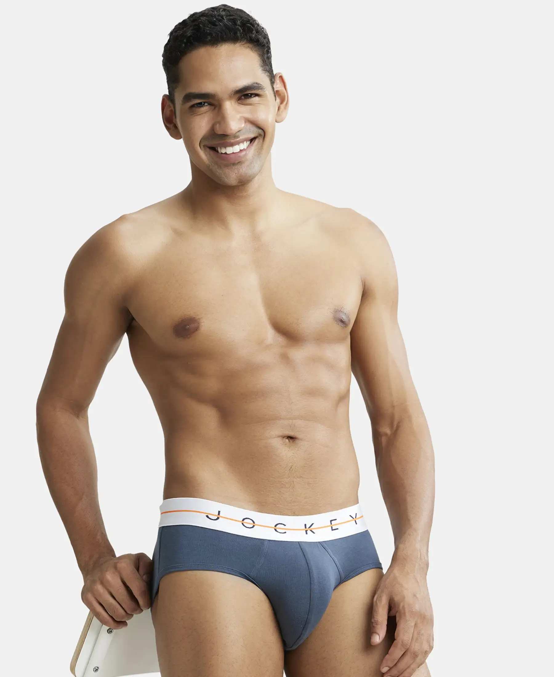 Super Combed Cotton Elastane Stretch Solid Brief with Ultrasoft Waistband - Mid Night Navy - Image 5