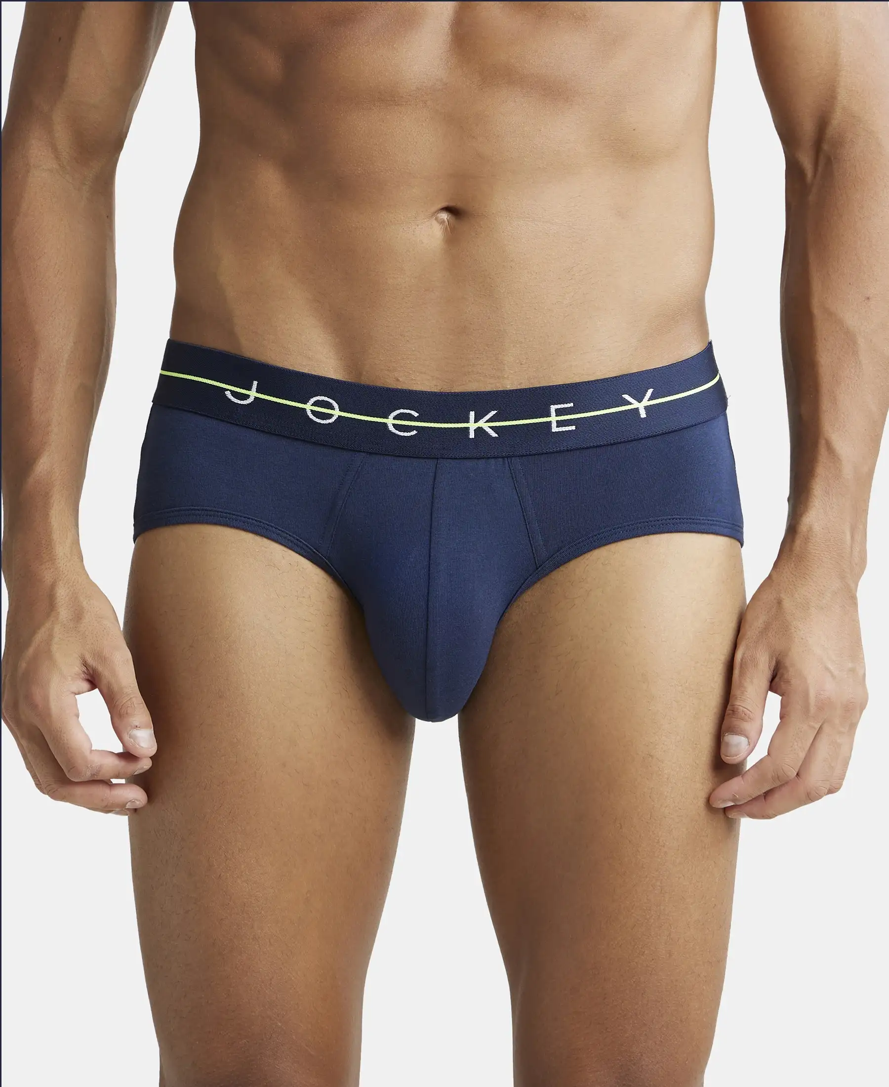 Super Combed Cotton Elastane Stretch Solid Brief with Ultrasoft Waistband - Navy