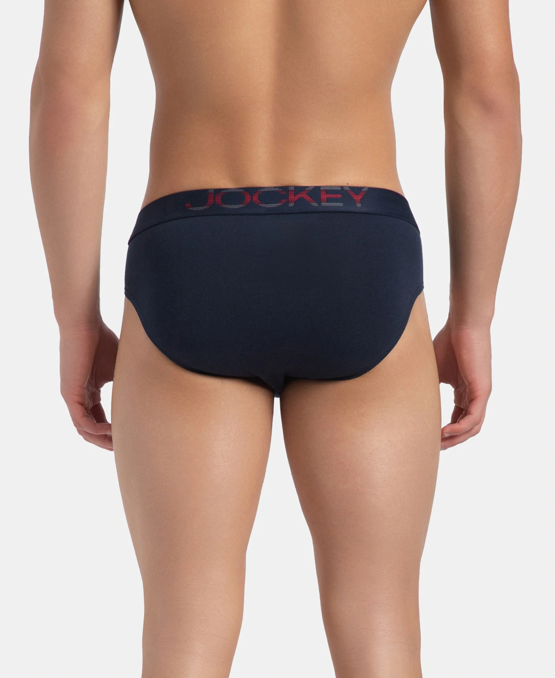 Super Combed Cotton Elastane Stretch Solid Brief with Ultrasoft Waistband - Navy - Image 3