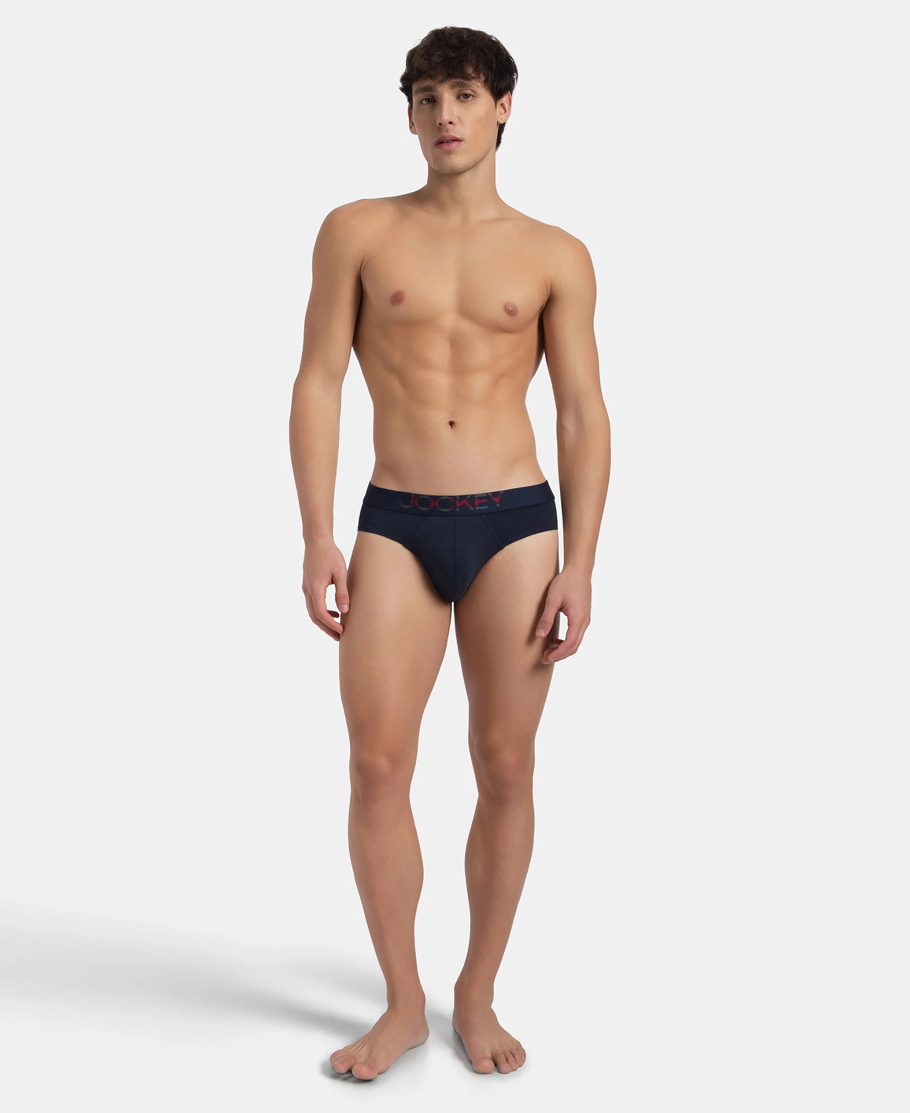 Super Combed Cotton Elastane Stretch Solid Brief with Ultrasoft Waistband - Navy - Image 4