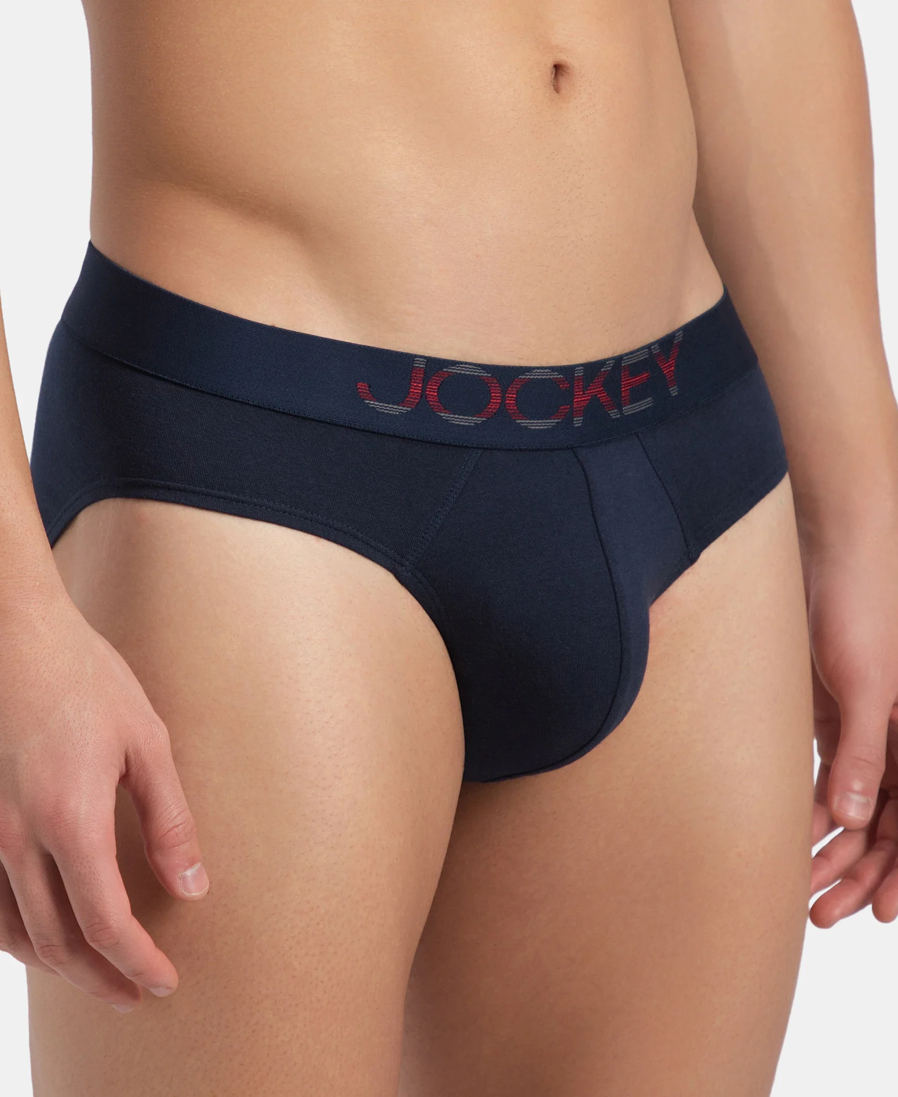 Super Combed Cotton Elastane Stretch Solid Brief with Ultrasoft Waistband - Navy - Image 7