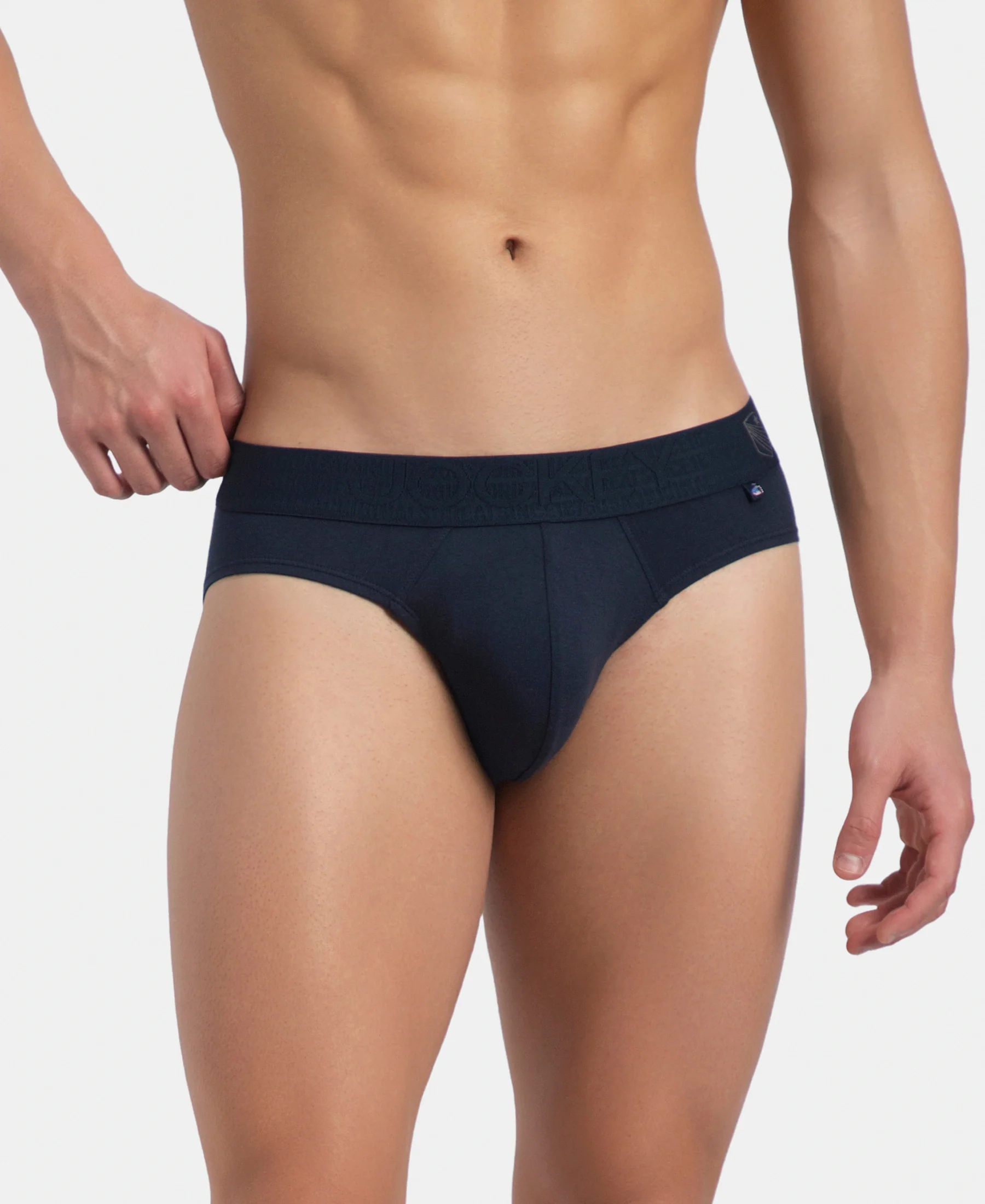 Super Combed Cotton Elastane Stretch Solid Brief with Ultrasoft Waistband - Navy