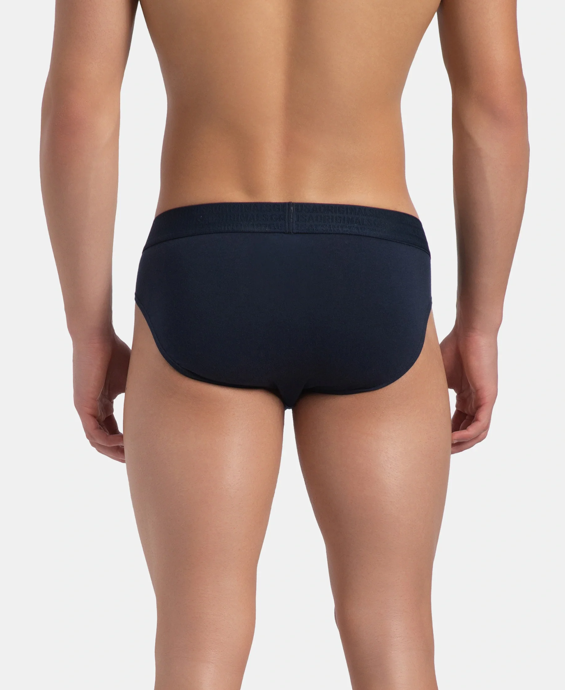 Super Combed Cotton Elastane Stretch Solid Brief with Ultrasoft Waistband - Navy - Image 3