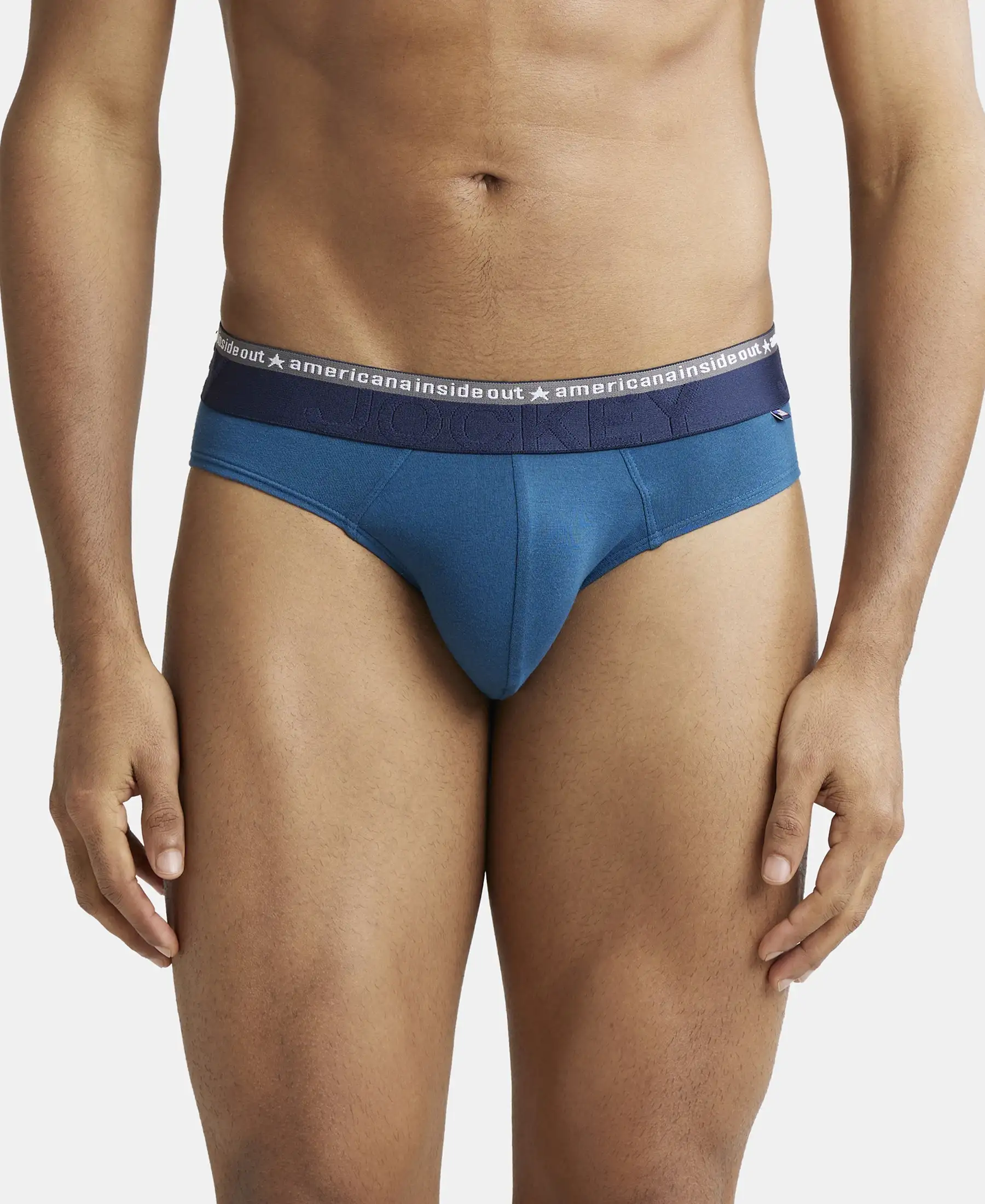 Super Combed Cotton Elastane Stretch Solid Brief with Ultrasoft Waistband - Seaport Teal