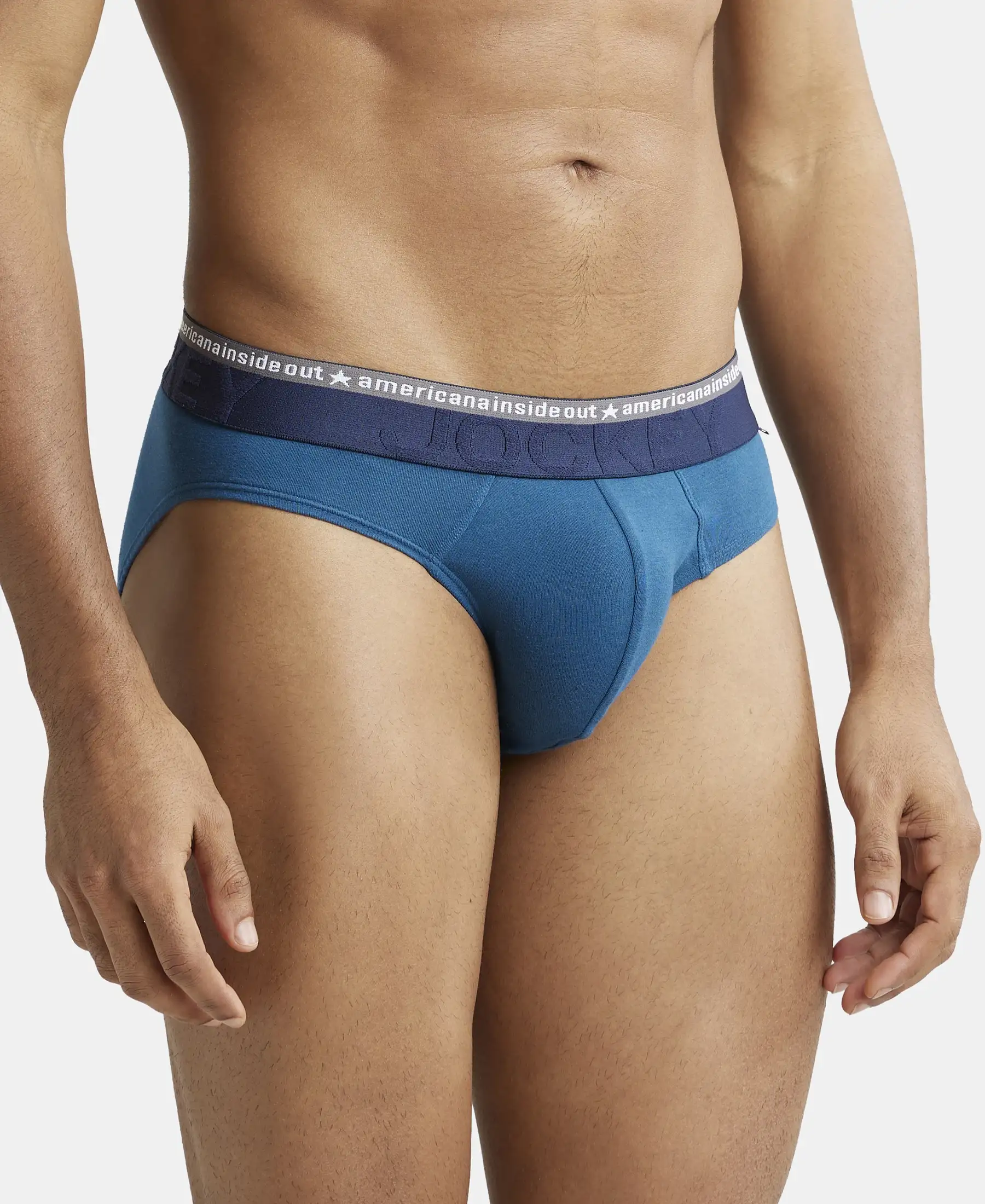 Super Combed Cotton Elastane Stretch Solid Brief with Ultrasoft Waistband - Seaport Teal - Image 2