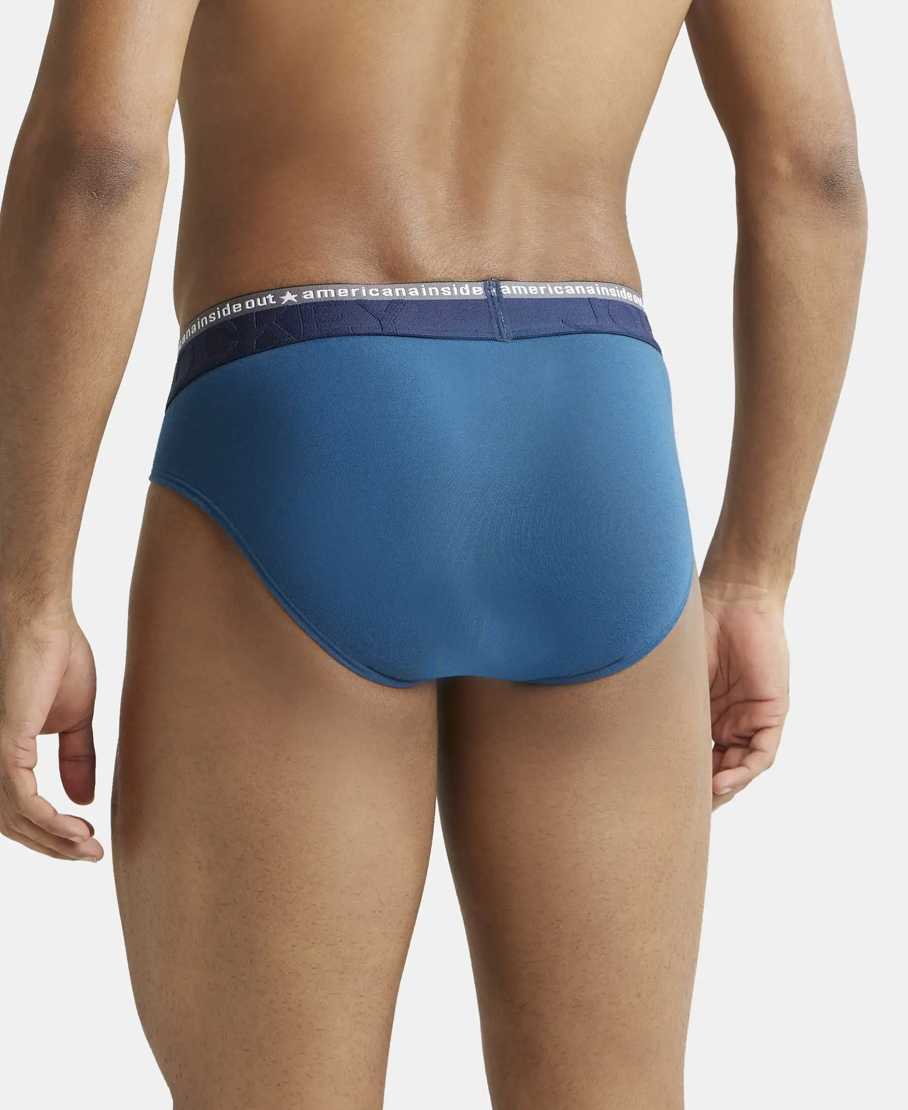 Super Combed Cotton Elastane Stretch Solid Brief with Ultrasoft Waistband - Seaport Teal - Image 3