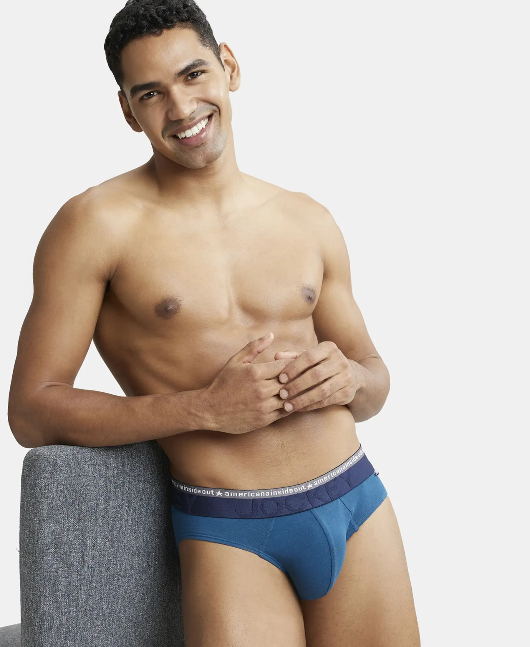Super Combed Cotton Elastane Stretch Solid Brief with Ultrasoft Waistband - Seaport Teal - Image 5