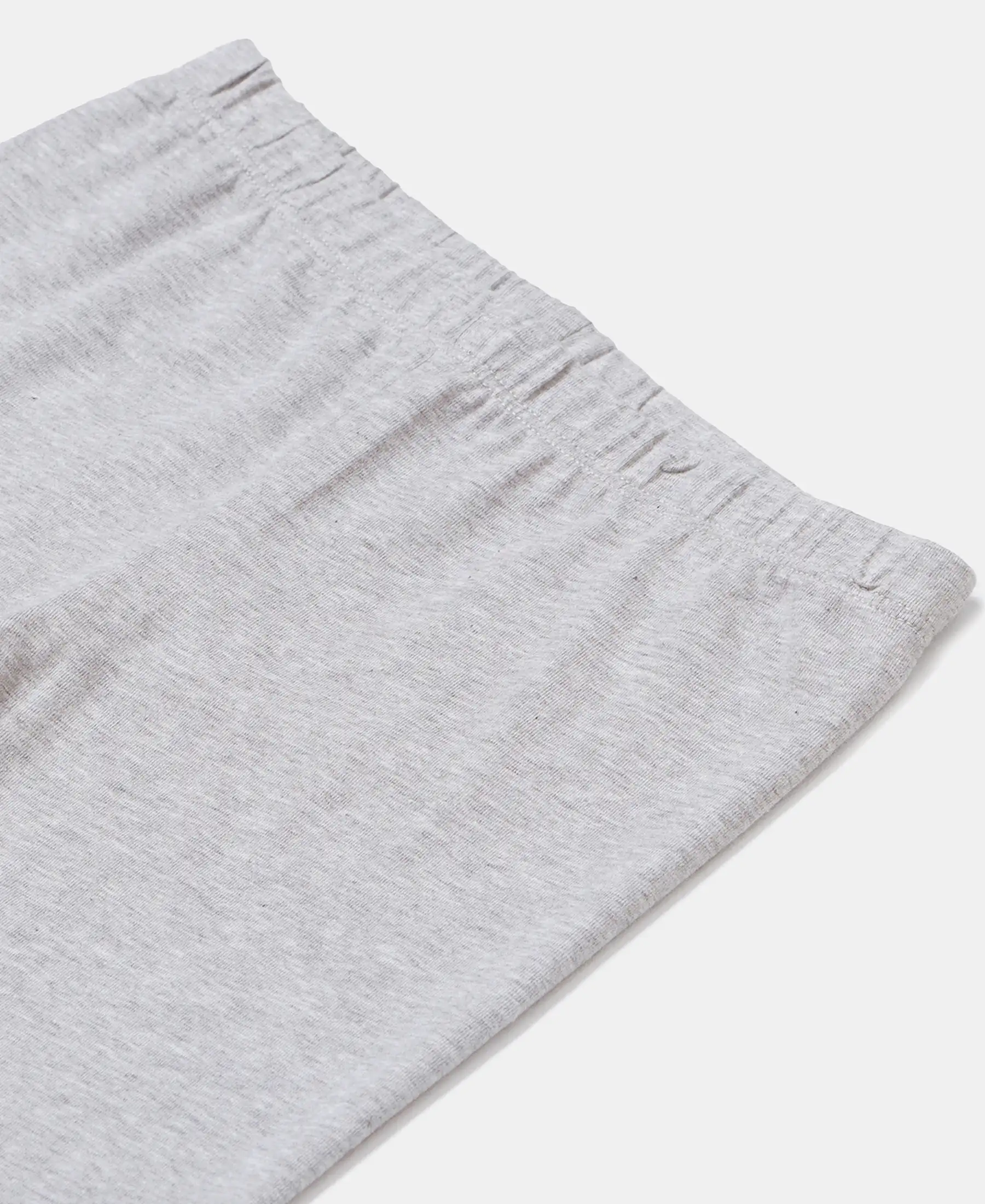 Girl's Super Combed Cotton Elastane Stretch Solid Leggings - Light Grey Melange - Image 3