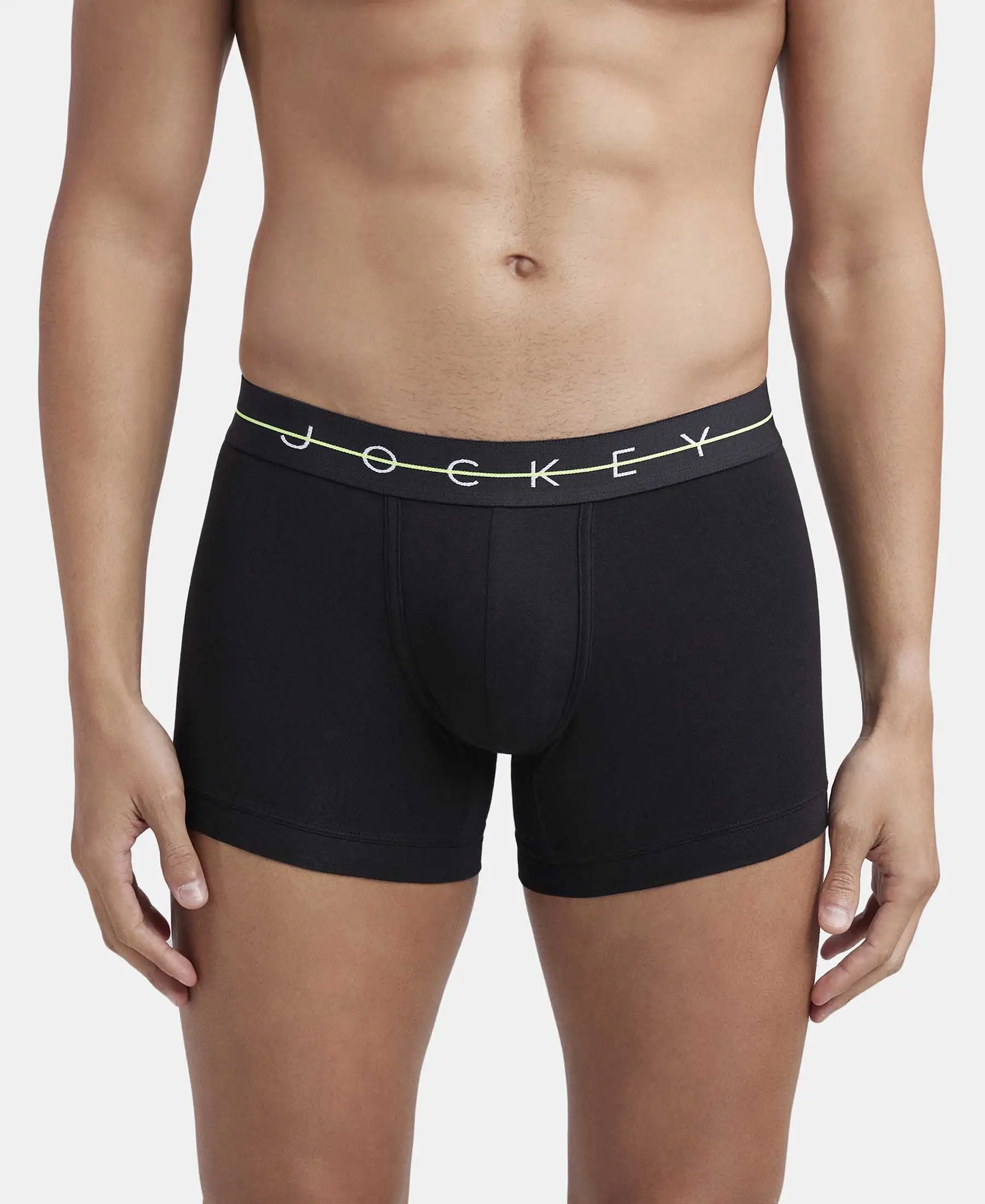Super Combed Cotton Elastane Stretch Solid Trunk with Ultrasoft Waistband - Black