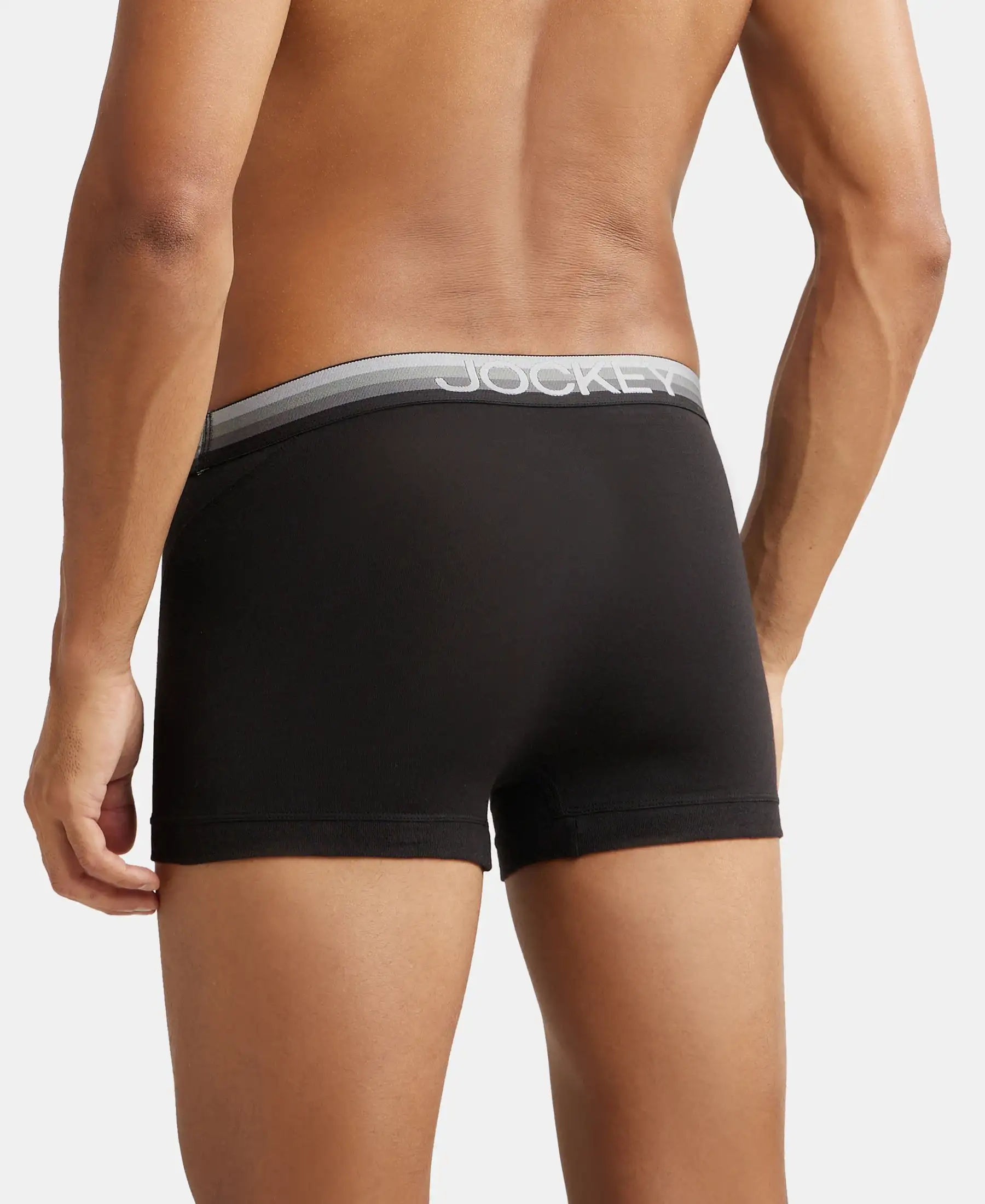 Super Combed Cotton Elastane Stretch Solid Trunk with Ultrasoft Waistband - Black - Image 3
