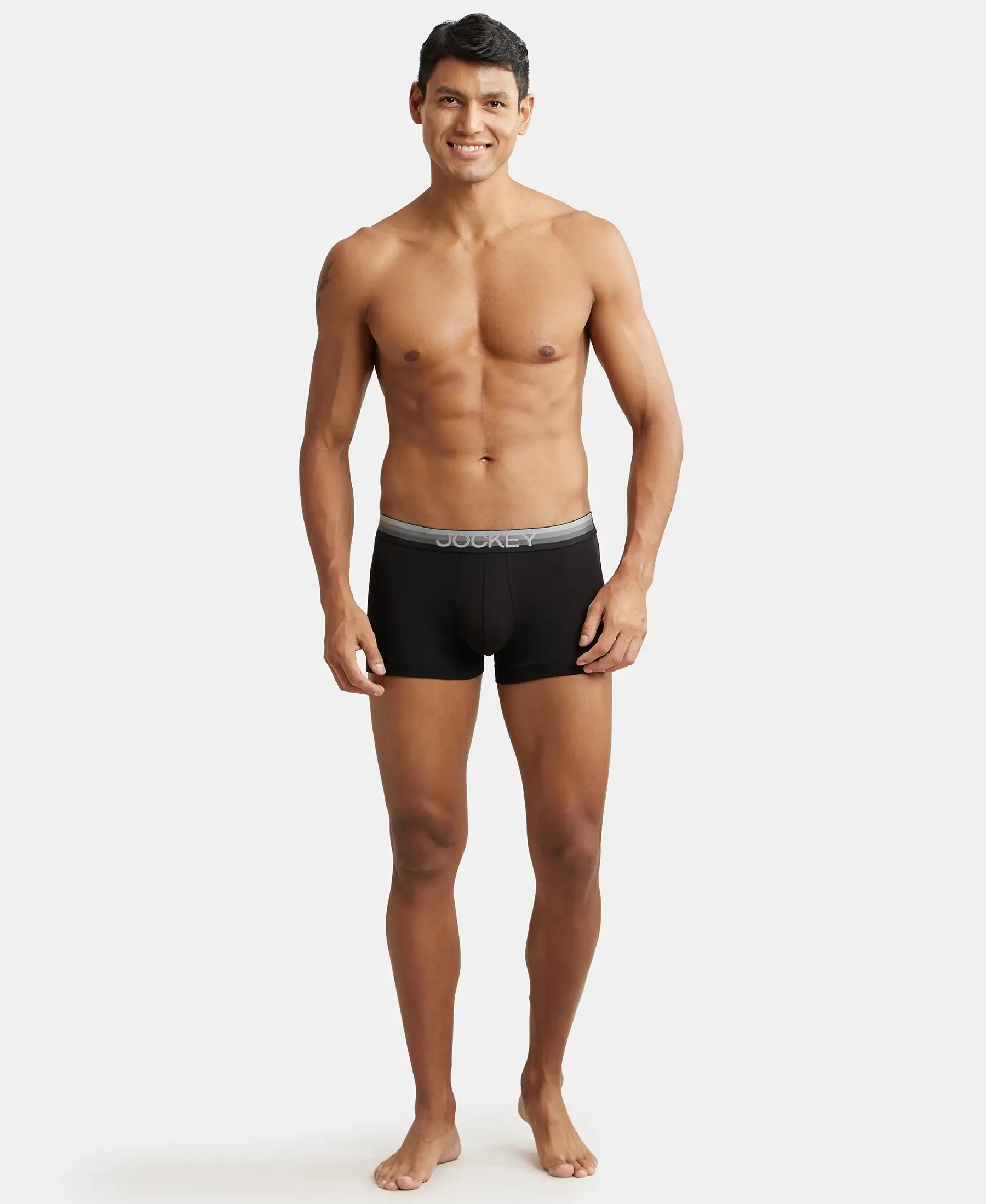 Super Combed Cotton Elastane Stretch Solid Trunk with Ultrasoft Waistband - Black - Image 4