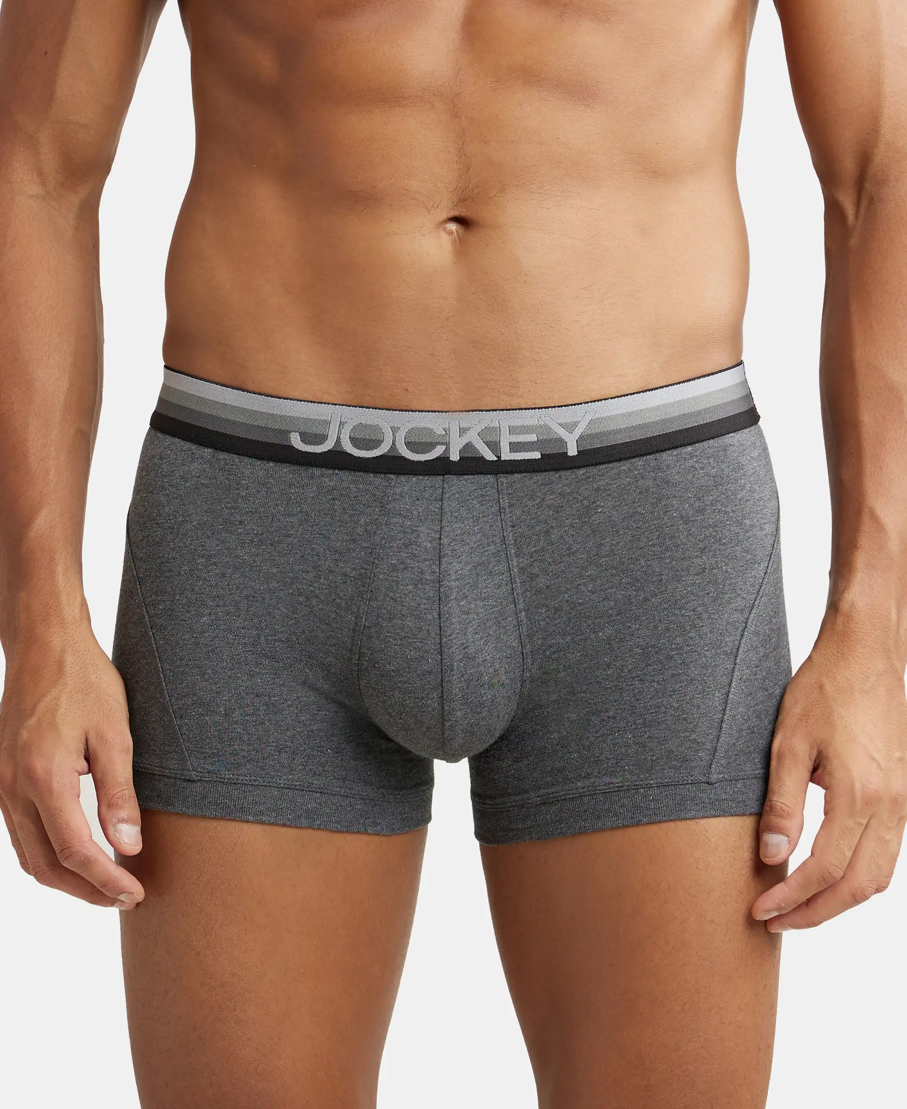 Super Combed Cotton Elastane Stretch Solid Trunk with Ultrasoft Waistband - Charcoal Melange