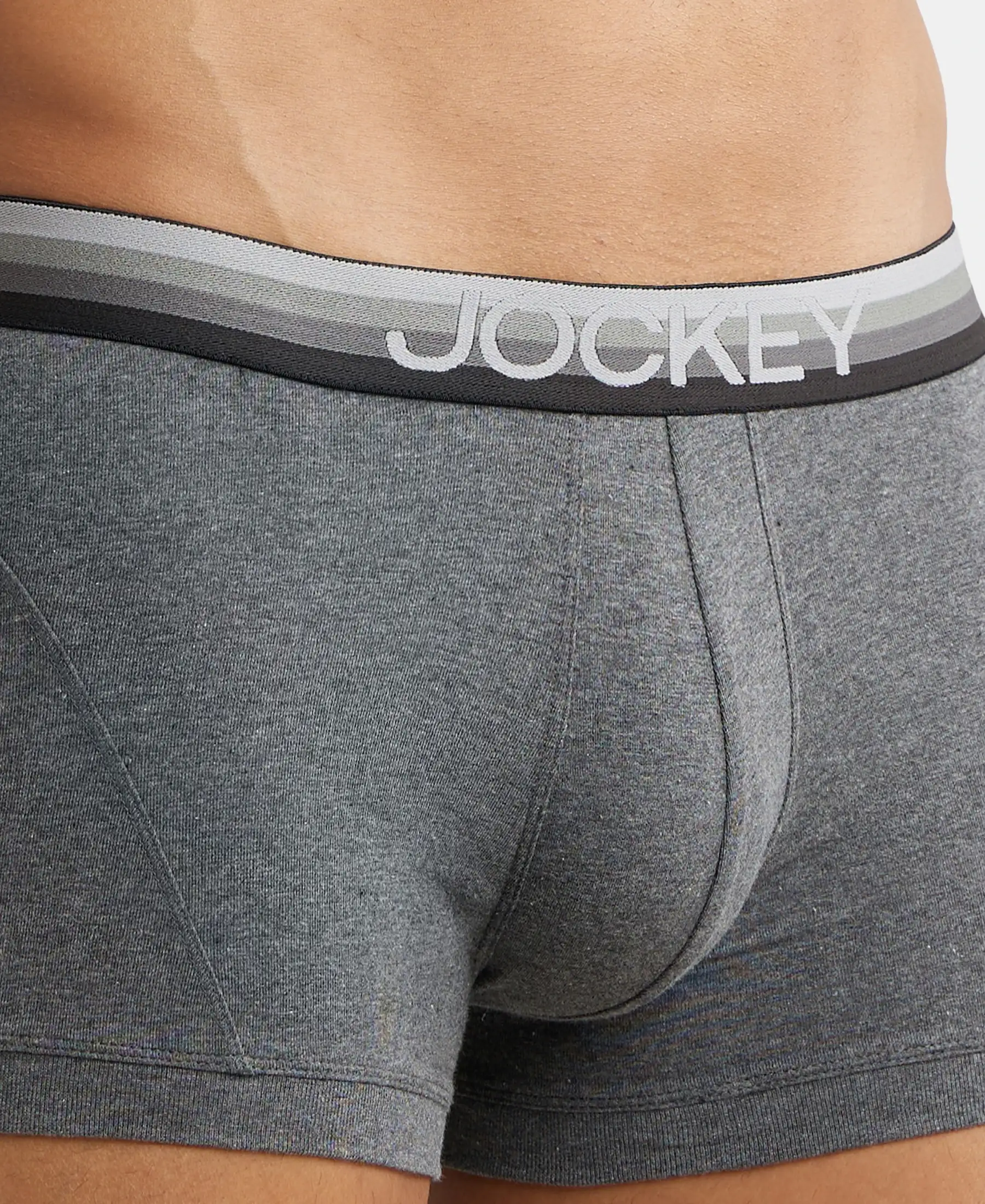 Super Combed Cotton Elastane Stretch Solid Trunk with Ultrasoft Waistband - Charcoal Melange - Image 6