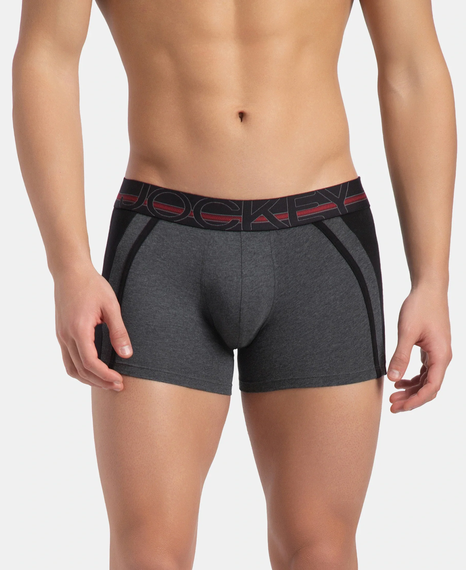 Super Combed Cotton Elastane Stretch Solid Trunk with Ultrasoft Waistband - Charcoal Melange