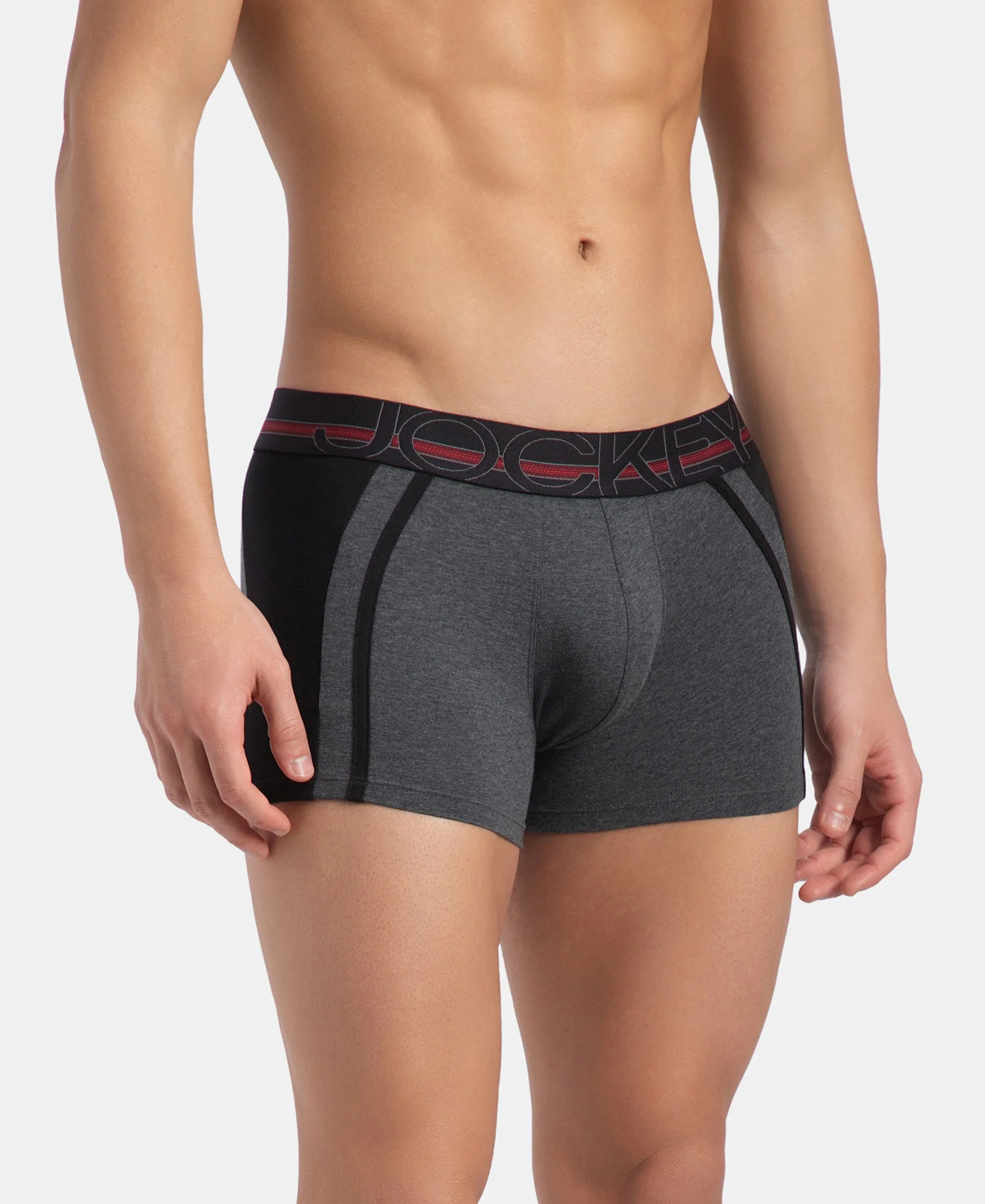 Super Combed Cotton Elastane Stretch Solid Trunk with Ultrasoft Waistband - Charcoal Melange - Image 2