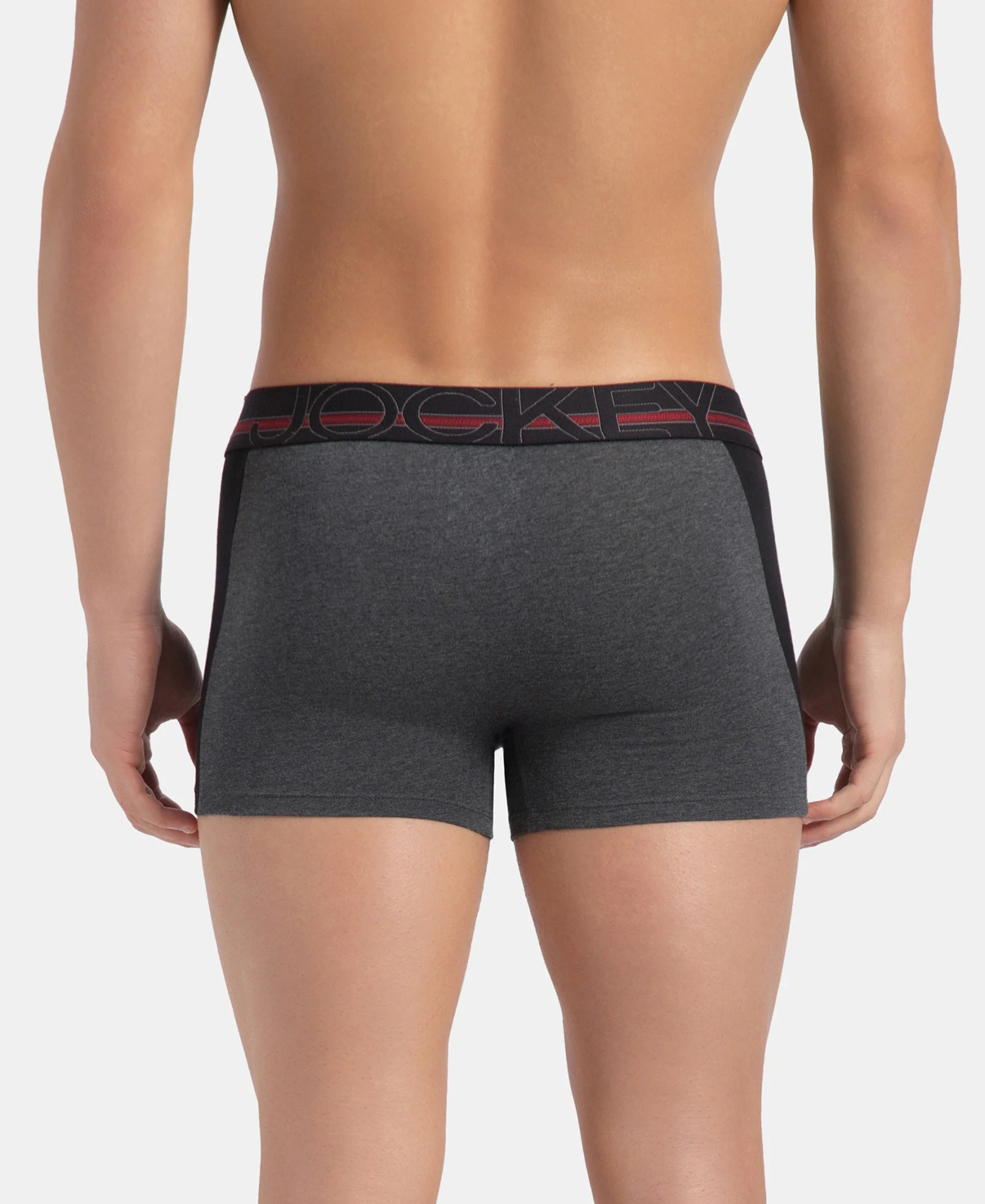 Super Combed Cotton Elastane Stretch Solid Trunk with Ultrasoft Waistband - Charcoal Melange - Image 3