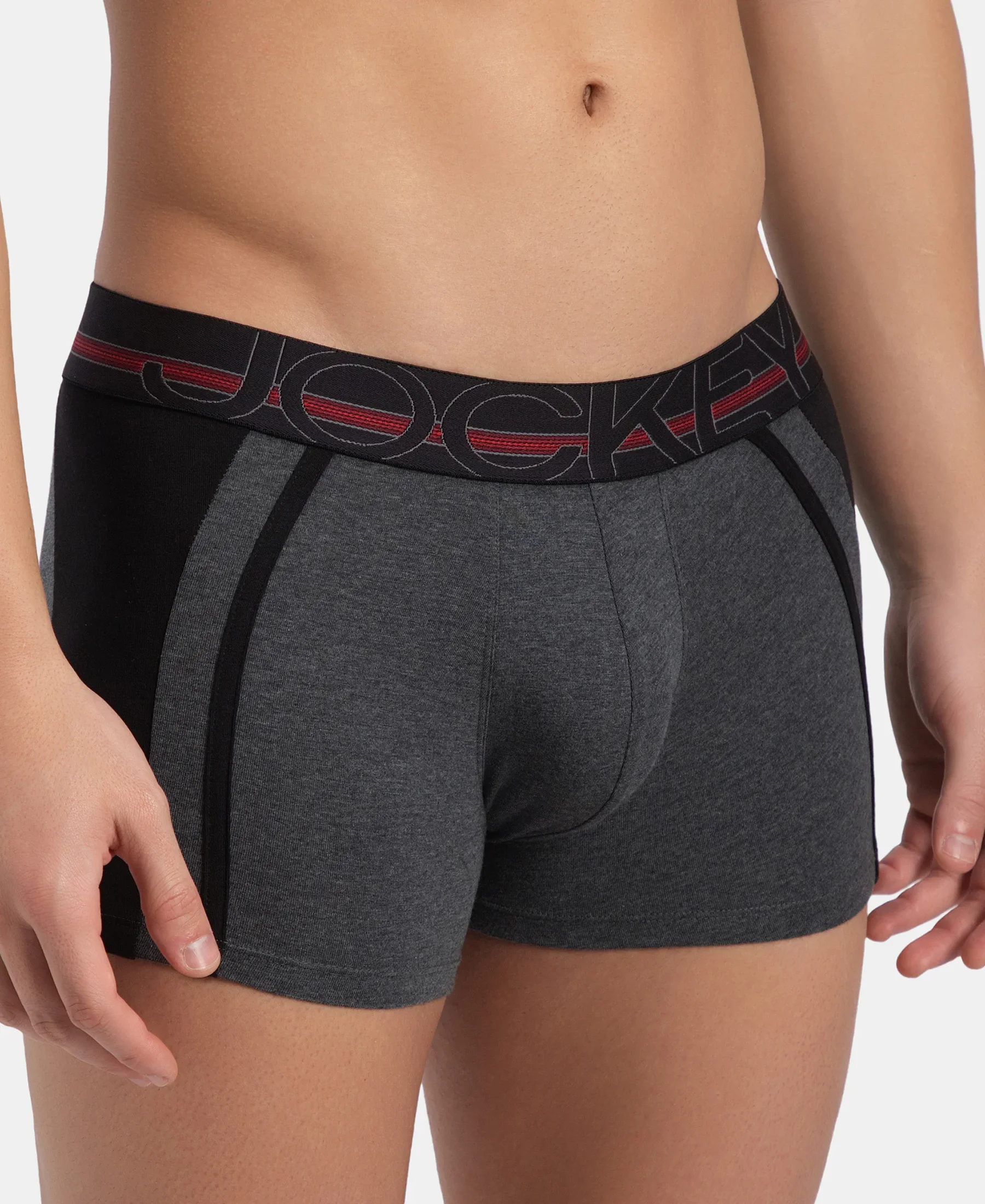 Super Combed Cotton Elastane Stretch Solid Trunk with Ultrasoft Waistband - Charcoal Melange - Image 7