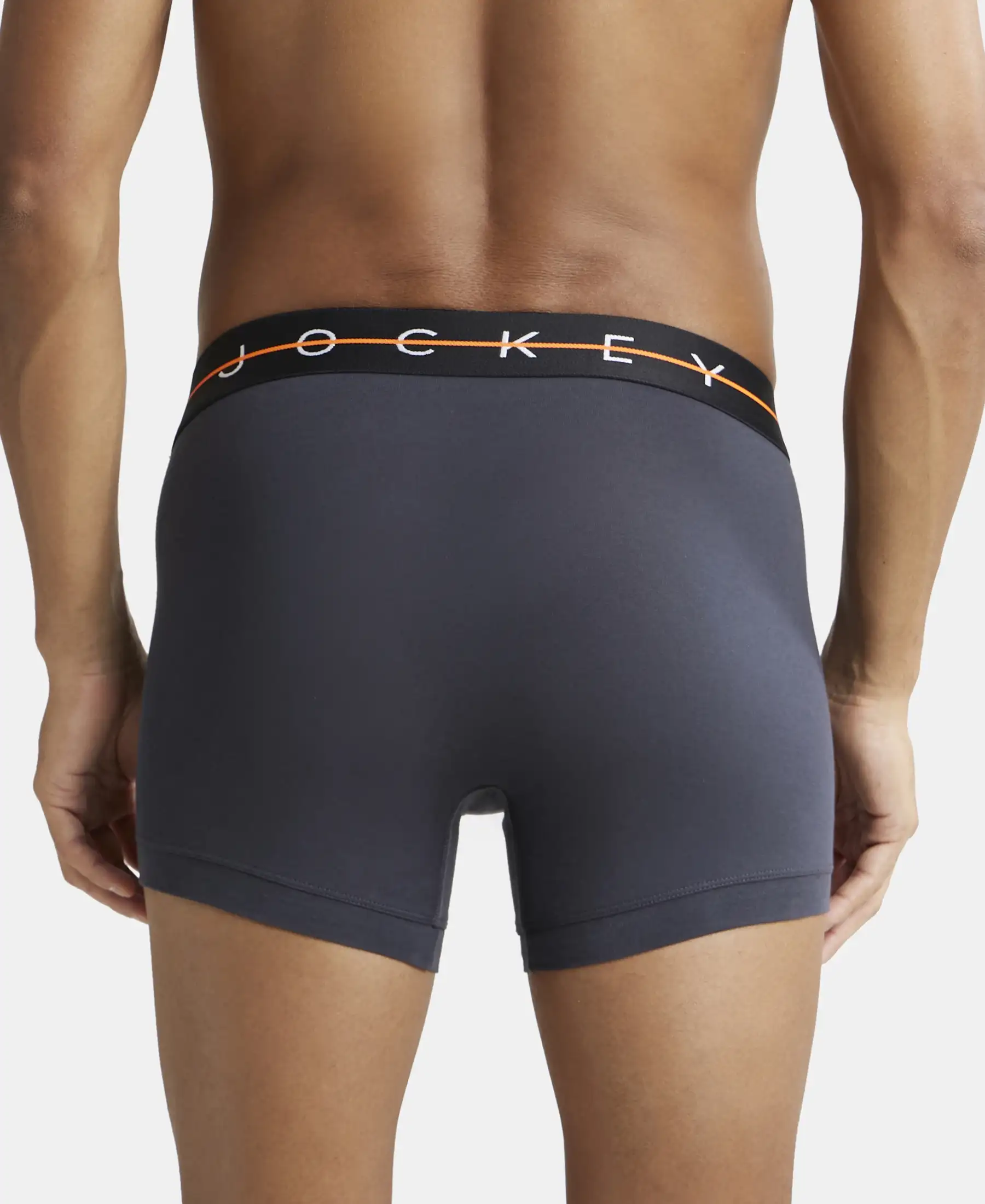 Super Combed Cotton Elastane Stretch Solid Trunk with Ultrasoft Waistband - Graphite - Image 3