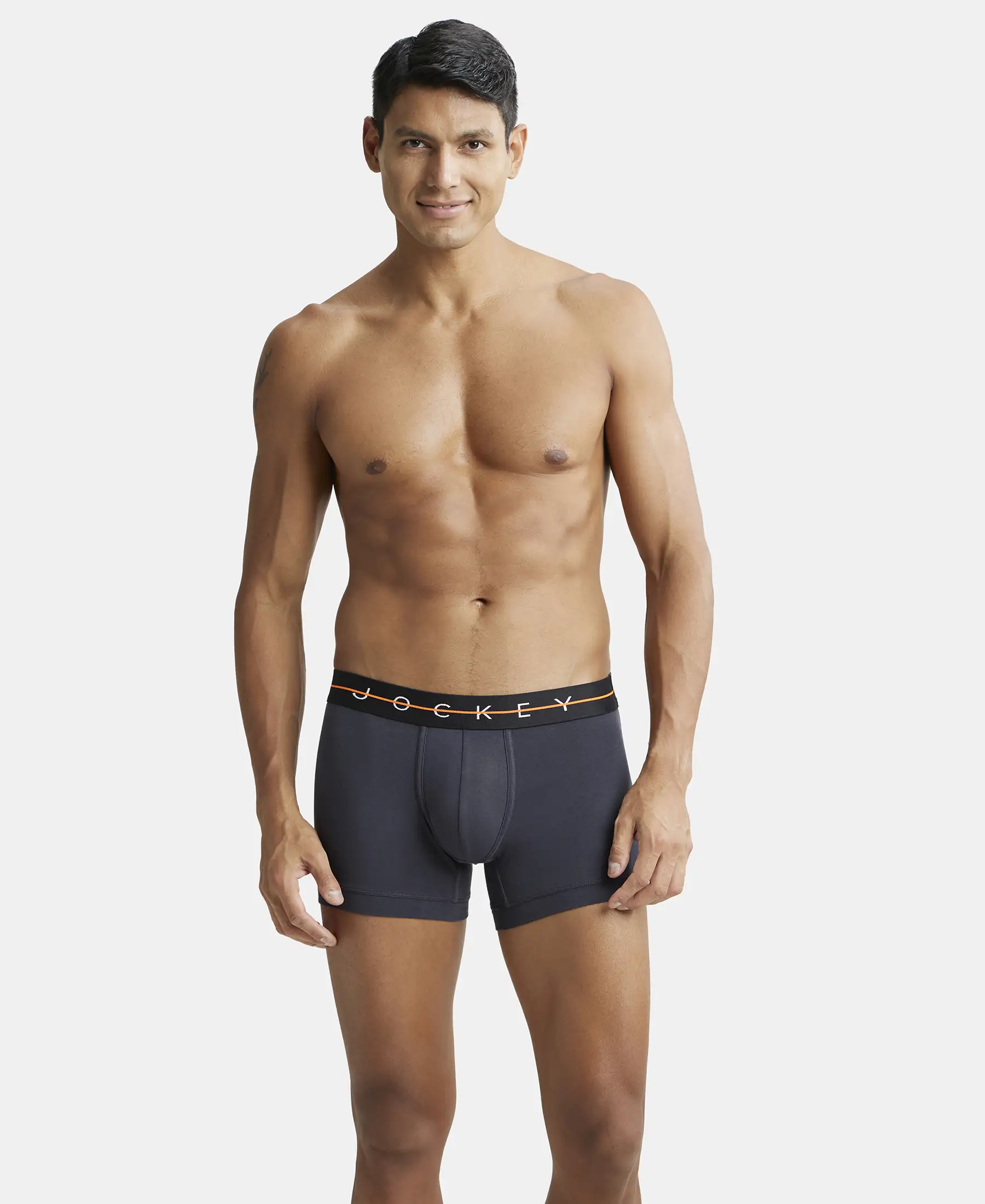 Super Combed Cotton Elastane Stretch Solid Trunk with Ultrasoft Waistband - Graphite - Image 6