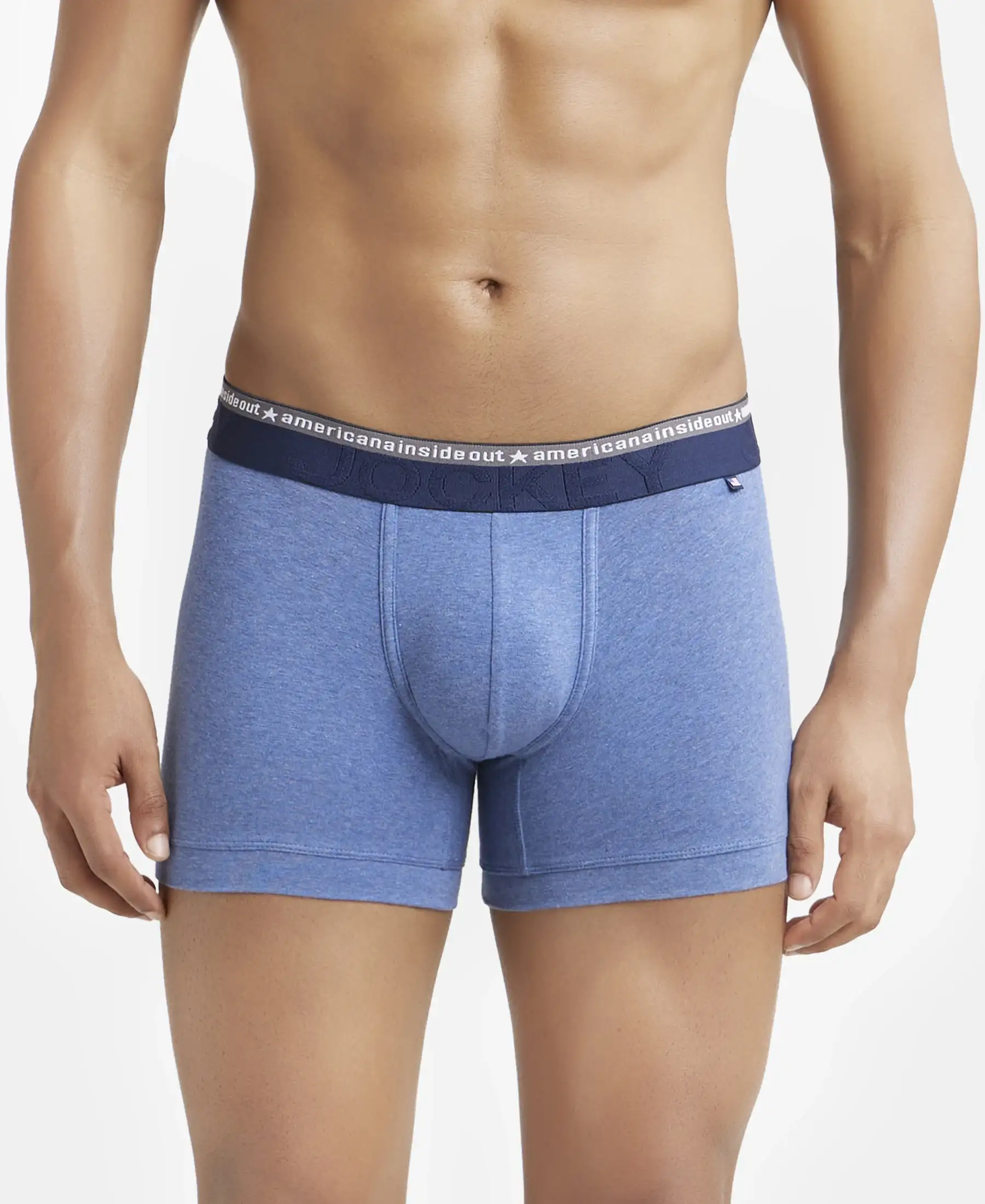 Super Combed Cotton Elastane Stretch Solid Trunk with Ultrasoft Waistband - Light Denim Melange