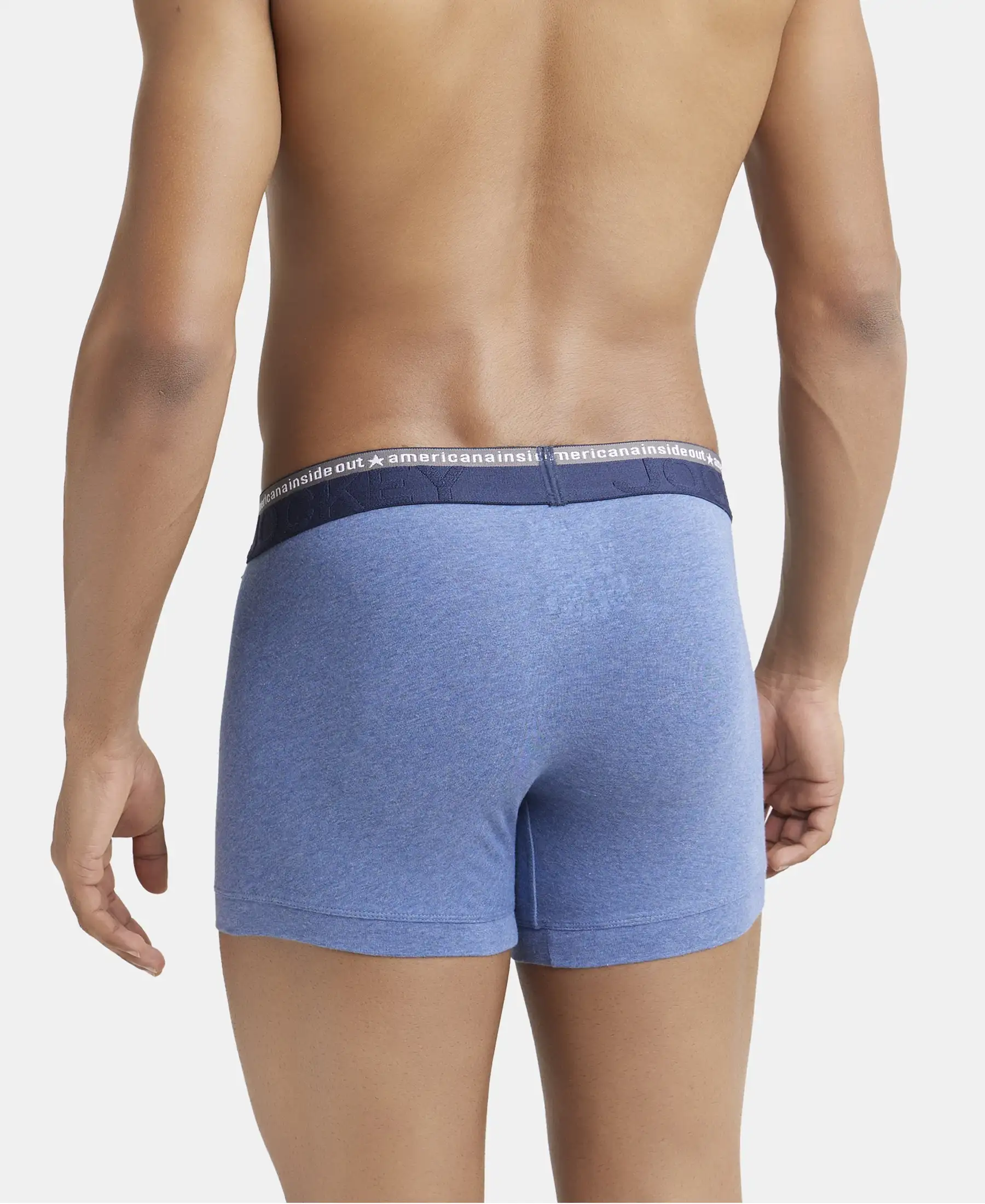 Super Combed Cotton Elastane Stretch Solid Trunk with Ultrasoft Waistband - Light Denim Melange - Image 3