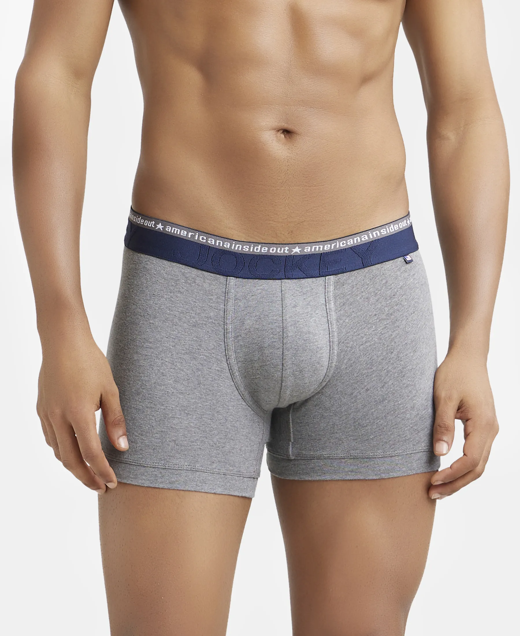 Super Combed Cotton Elastane Stretch Solid Trunk with Ultrasoft Waistband - Mid Grey Melange (Pack of 2) - Image 7