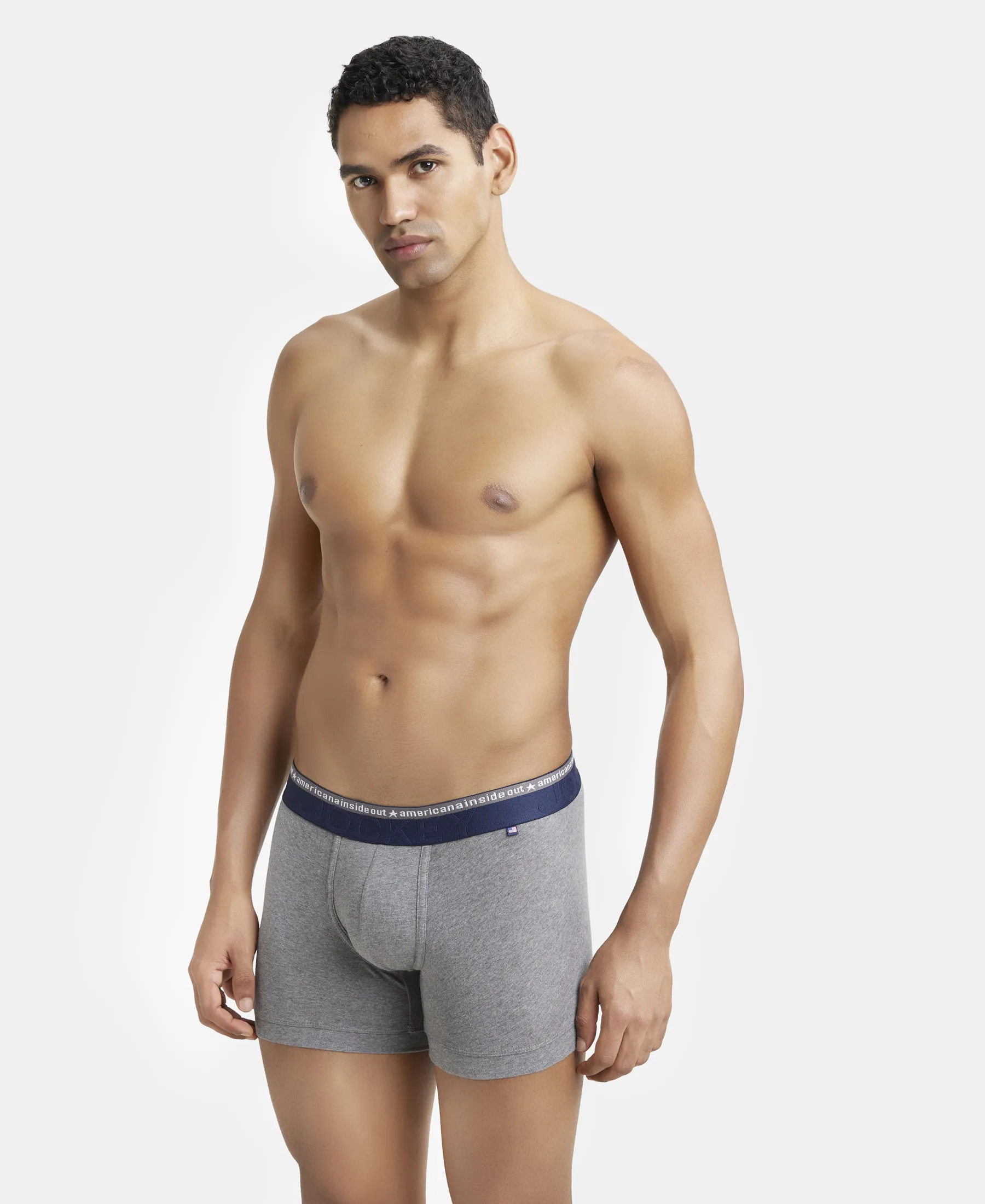 Super Combed Cotton Elastane Stretch Solid Trunk with Ultrasoft Waistband - Mid Grey Melange (Pack of 2) - Image 9