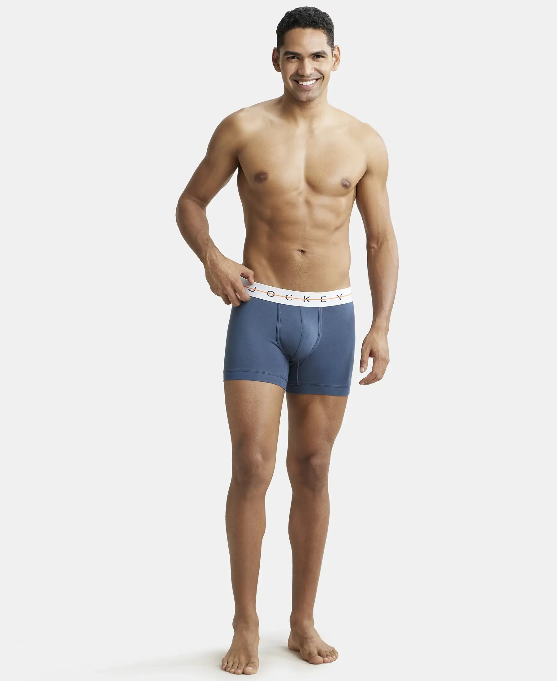 Super Combed Cotton Elastane Stretch Solid Trunk with Ultrasoft Waistband - Mid Night Navy - Image 4