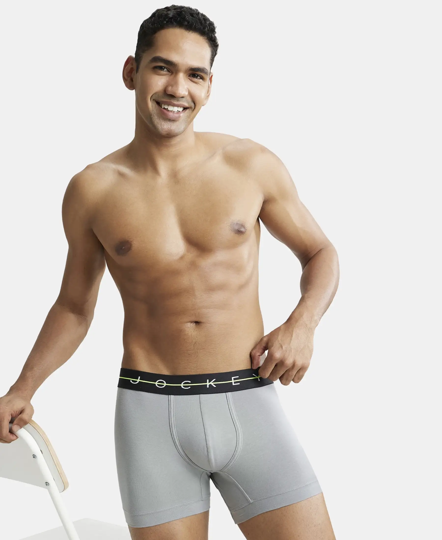 Super Combed Cotton Elastane Stretch Solid Trunk with Ultrasoft Waistband - Monument - Image 5