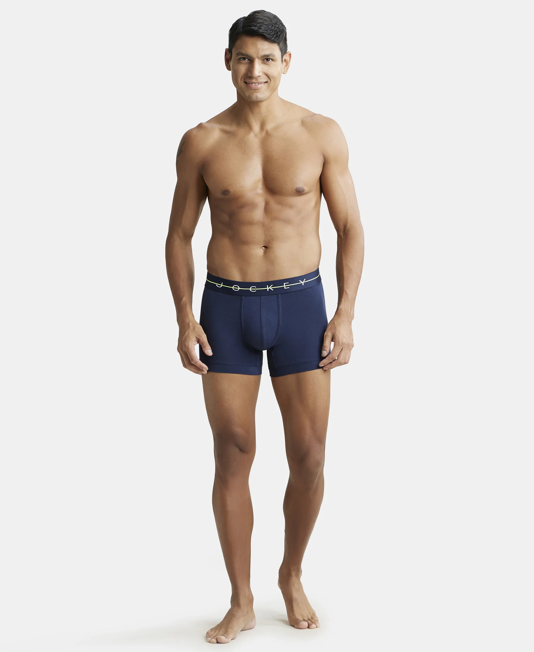 Super Combed Cotton Elastane Stretch Solid Trunk with Ultrasoft Waistband - Navy - Image 4