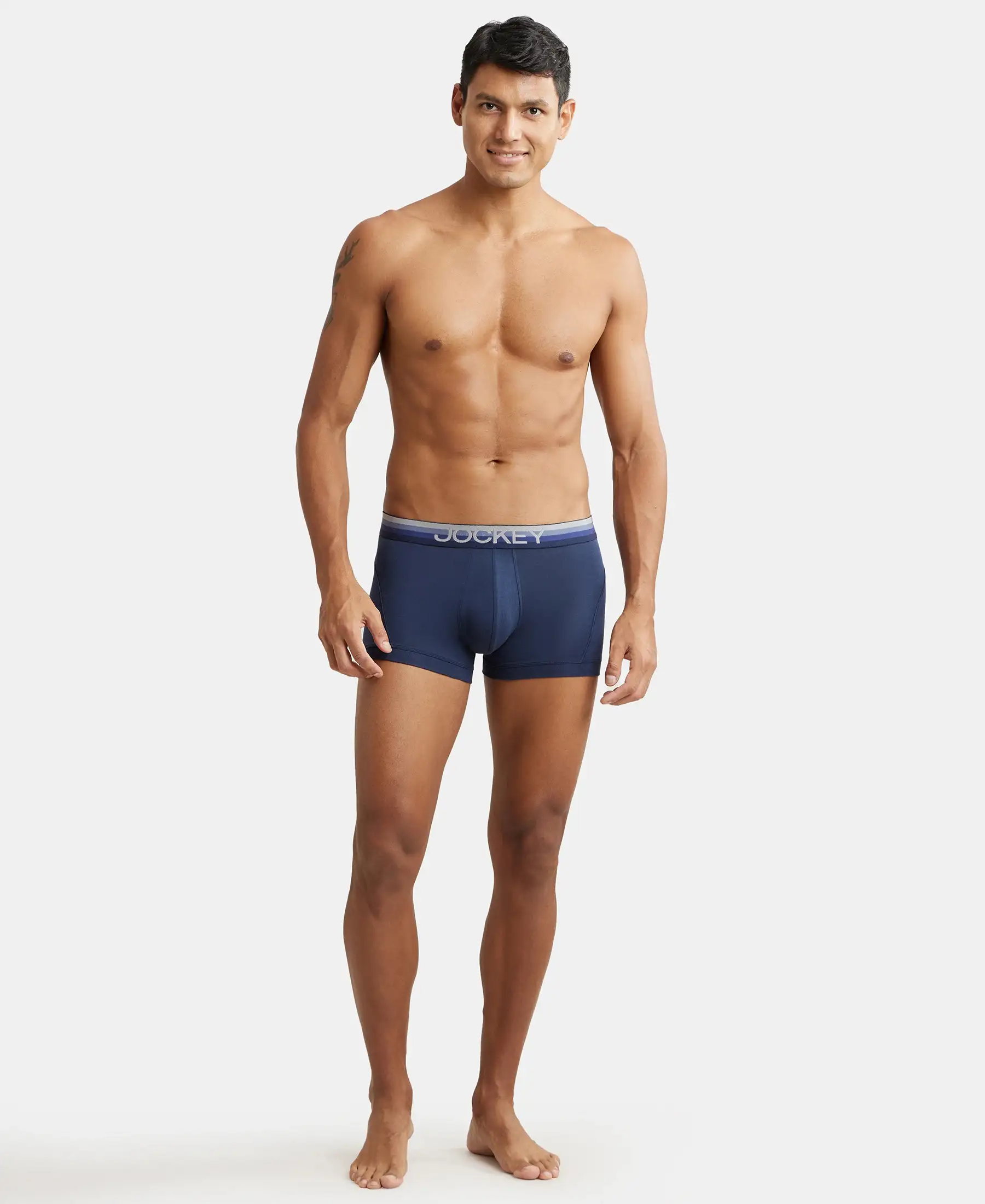 Super Combed Cotton Elastane Stretch Solid Trunk with Ultrasoft Waistband - Navy - Image 4