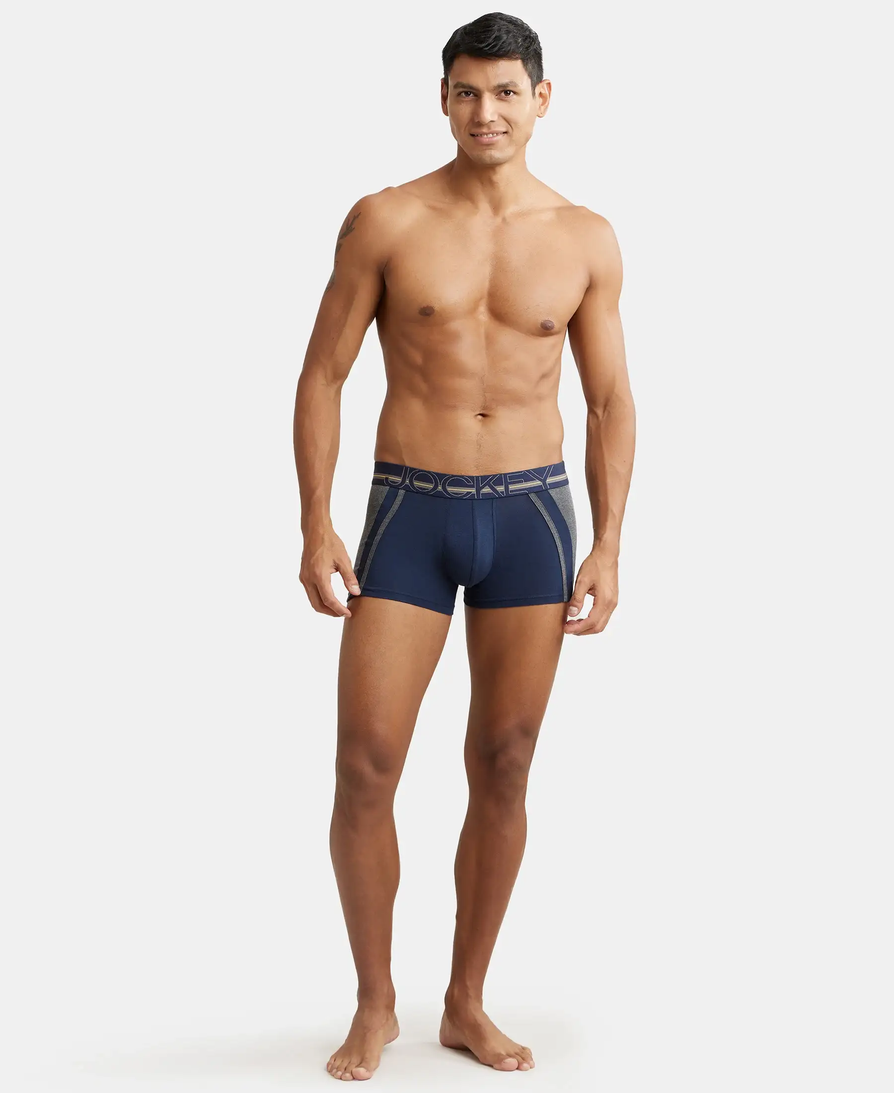 Super Combed Cotton Elastane Stretch Solid Trunk with Ultrasoft Waistband - Navy - Image 4
