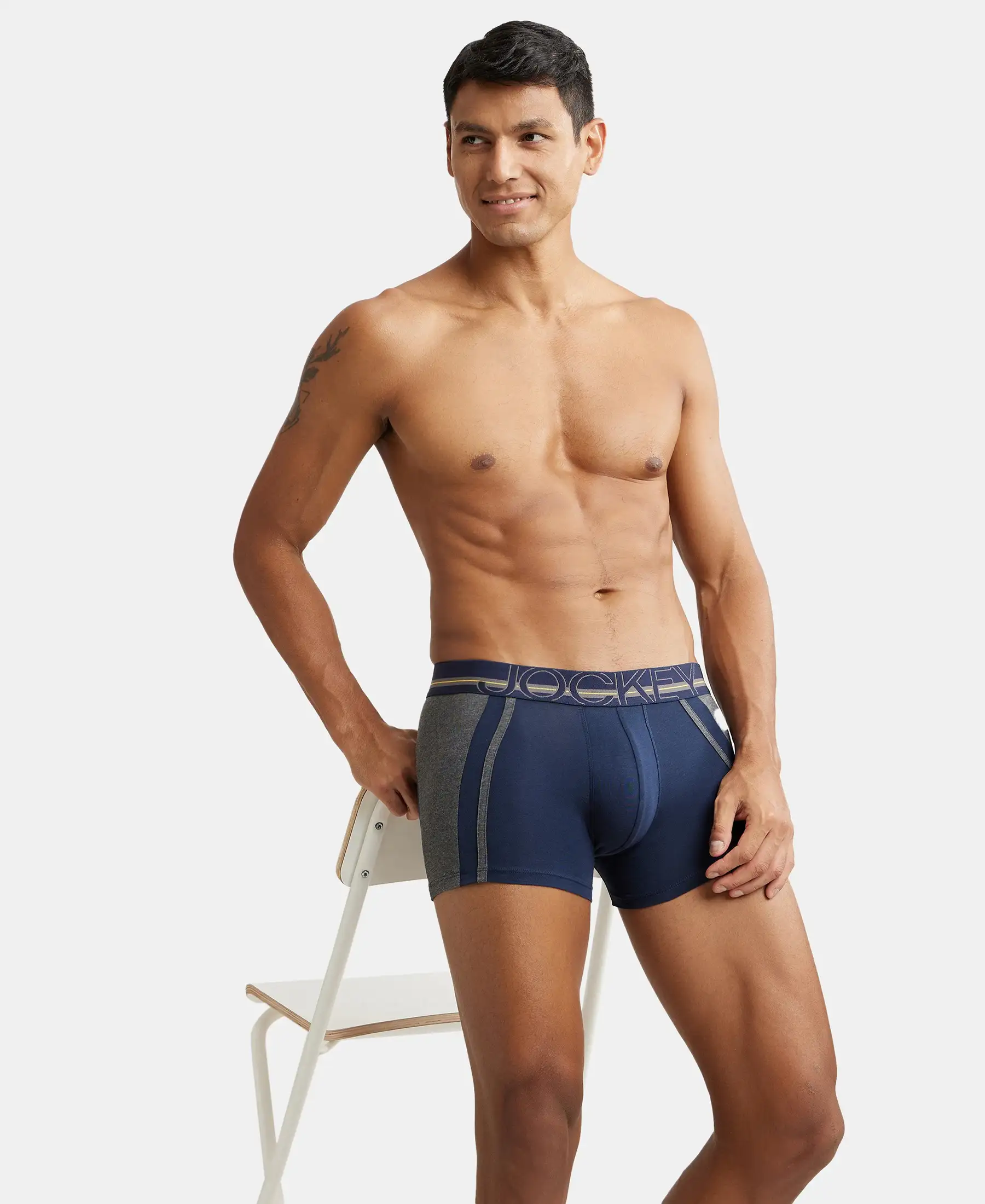 Super Combed Cotton Elastane Stretch Solid Trunk with Ultrasoft Waistband - Navy - Image 5
