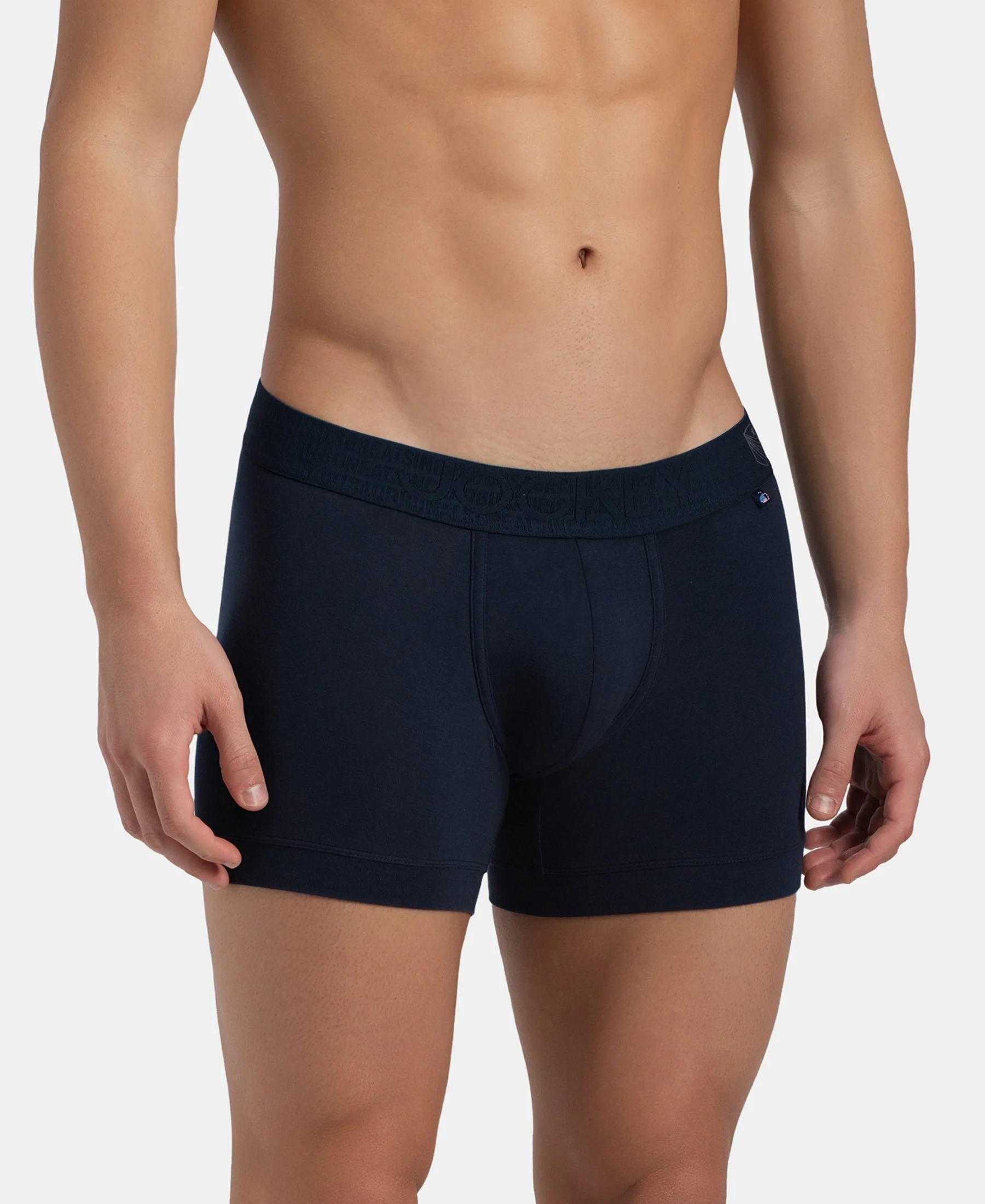 Super Combed Cotton Elastane Stretch Solid Trunk with Ultrasoft Waistband - Navy - Image 2