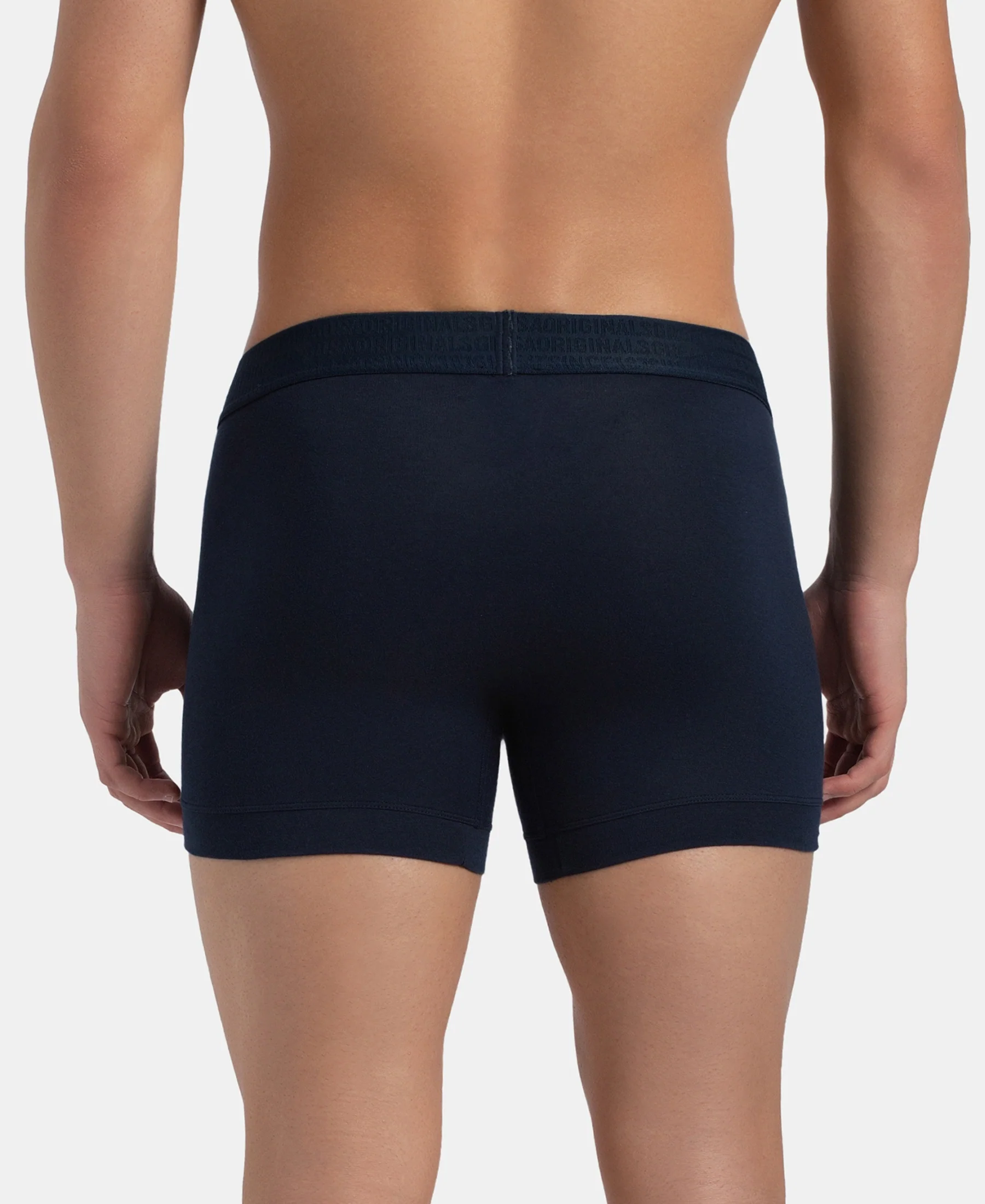 Super Combed Cotton Elastane Stretch Solid Trunk with Ultrasoft Waistband - Navy - Image 3