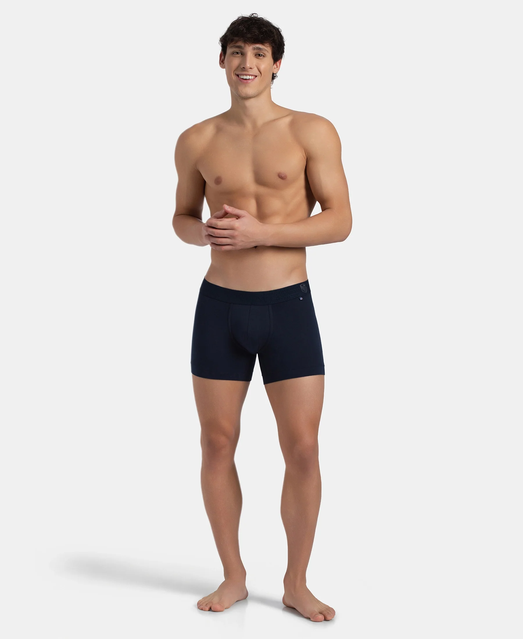 Super Combed Cotton Elastane Stretch Solid Trunk with Ultrasoft Waistband - Navy - Image 6