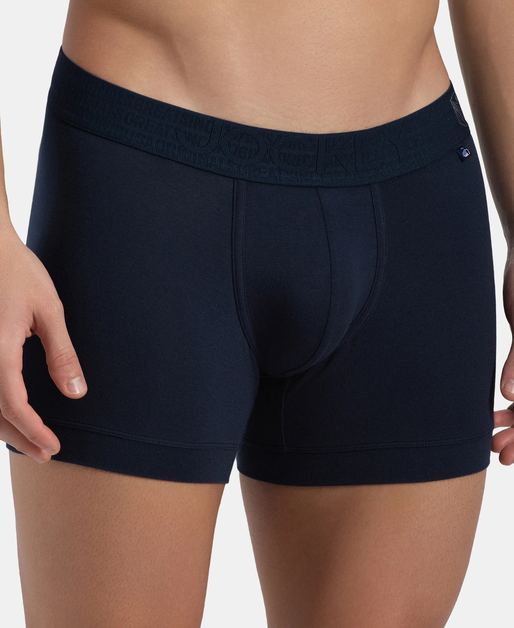 Super Combed Cotton Elastane Stretch Solid Trunk with Ultrasoft Waistband - Navy - Image 7