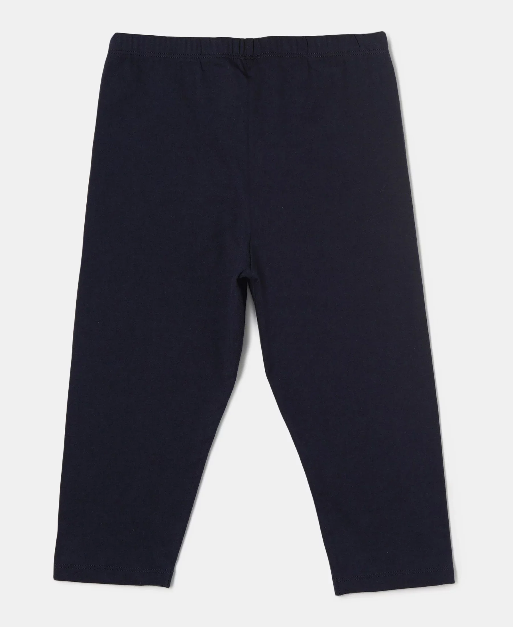 Girl's Super Combed Cotton Elastane Stretch Capri - Navy - Image 2